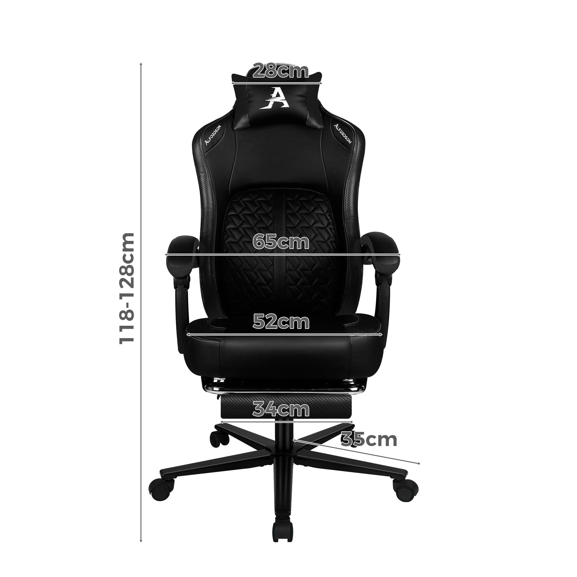 2 Alfordson Gaming Office Chair Ergonomic Computer Footrest Leather - Black, 2 of 9