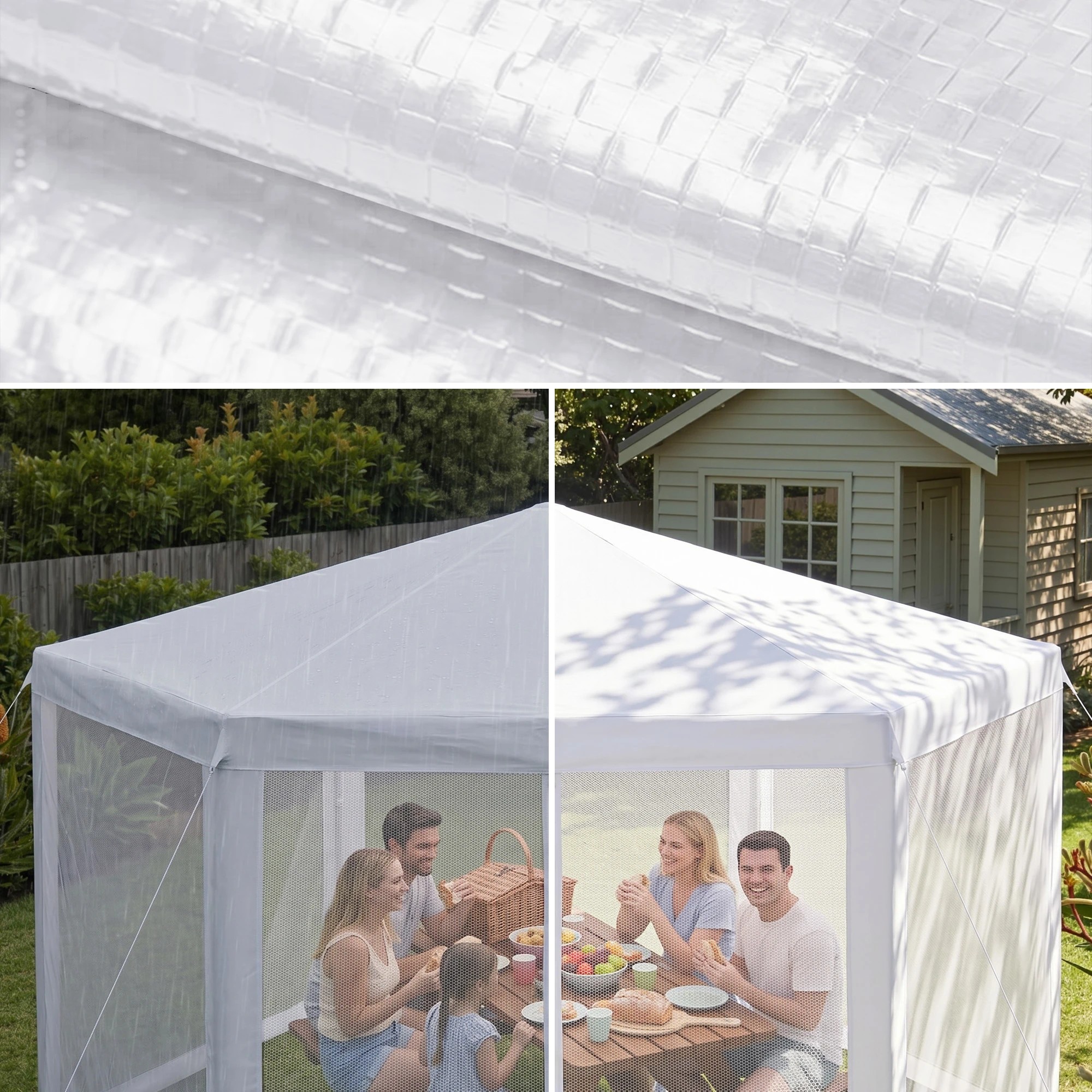 7 Instahut Gazebo Hexagonal Garden Marquee Net Canopy Tent Outdoor - White, 7 of 8