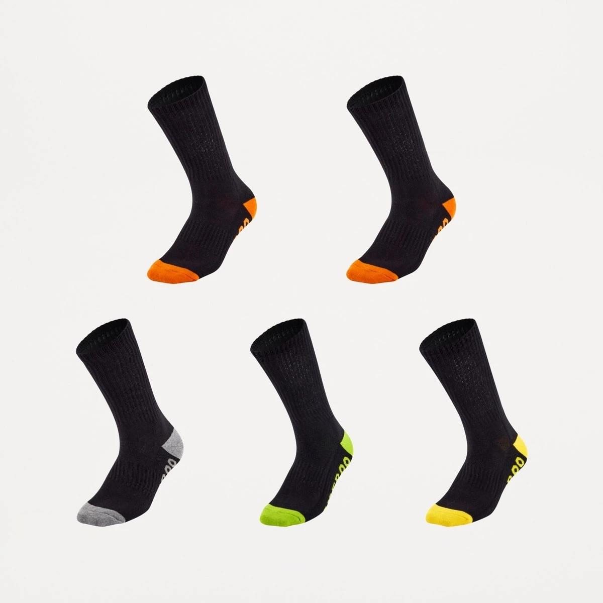 1 5 Pack Work Socks BLACK GREY HI VIS, 1 of 3
