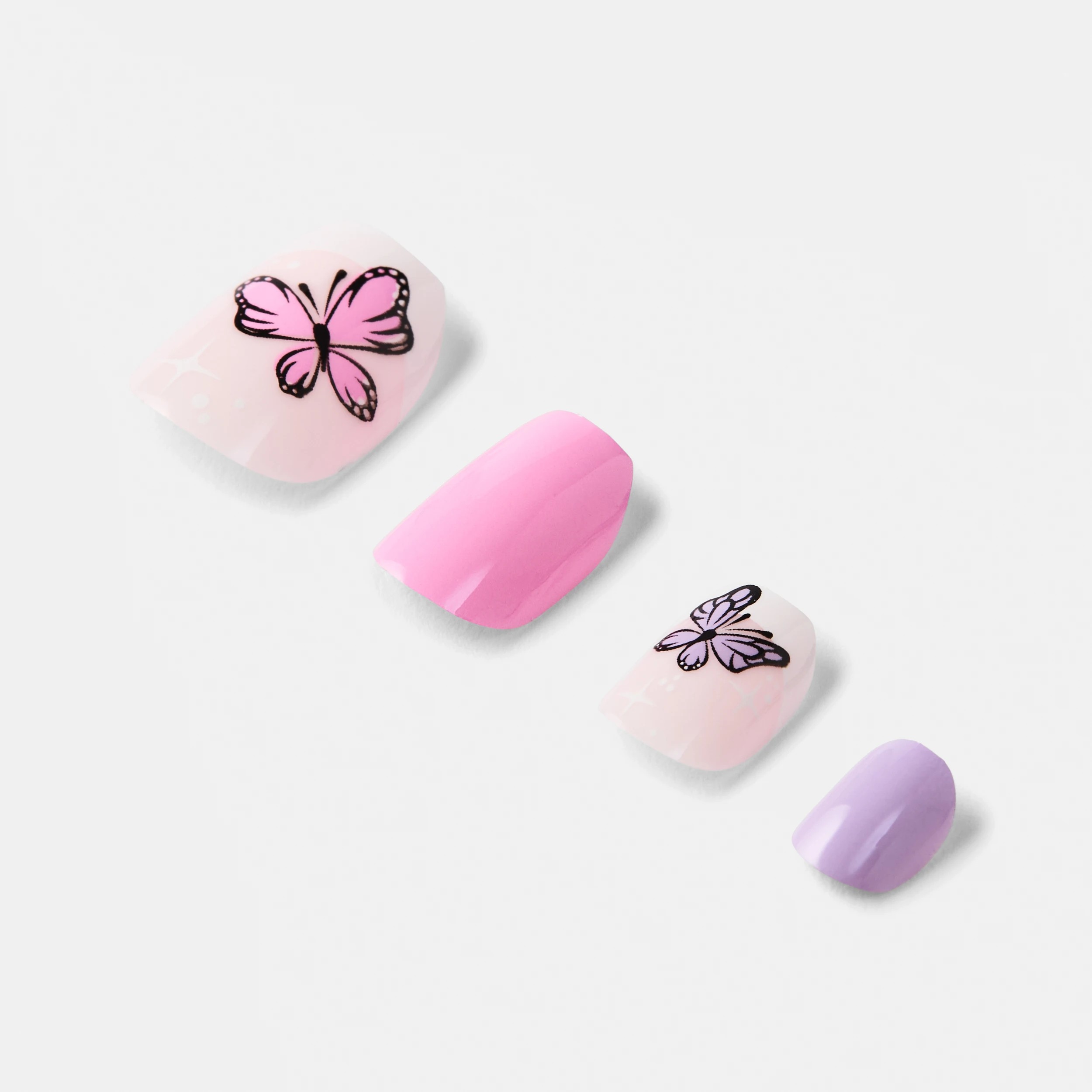 5 OXX Junior 24 Pack Kids Pre-Glued Stick-On Nails - Butterflies, 5 of 5