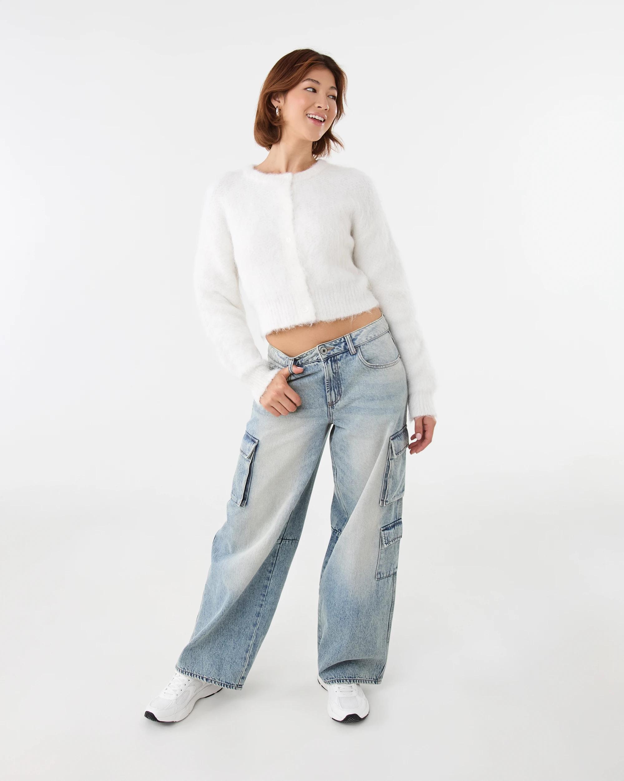 2 Fluffy Knit Cardigan Snw White, 2 of 8