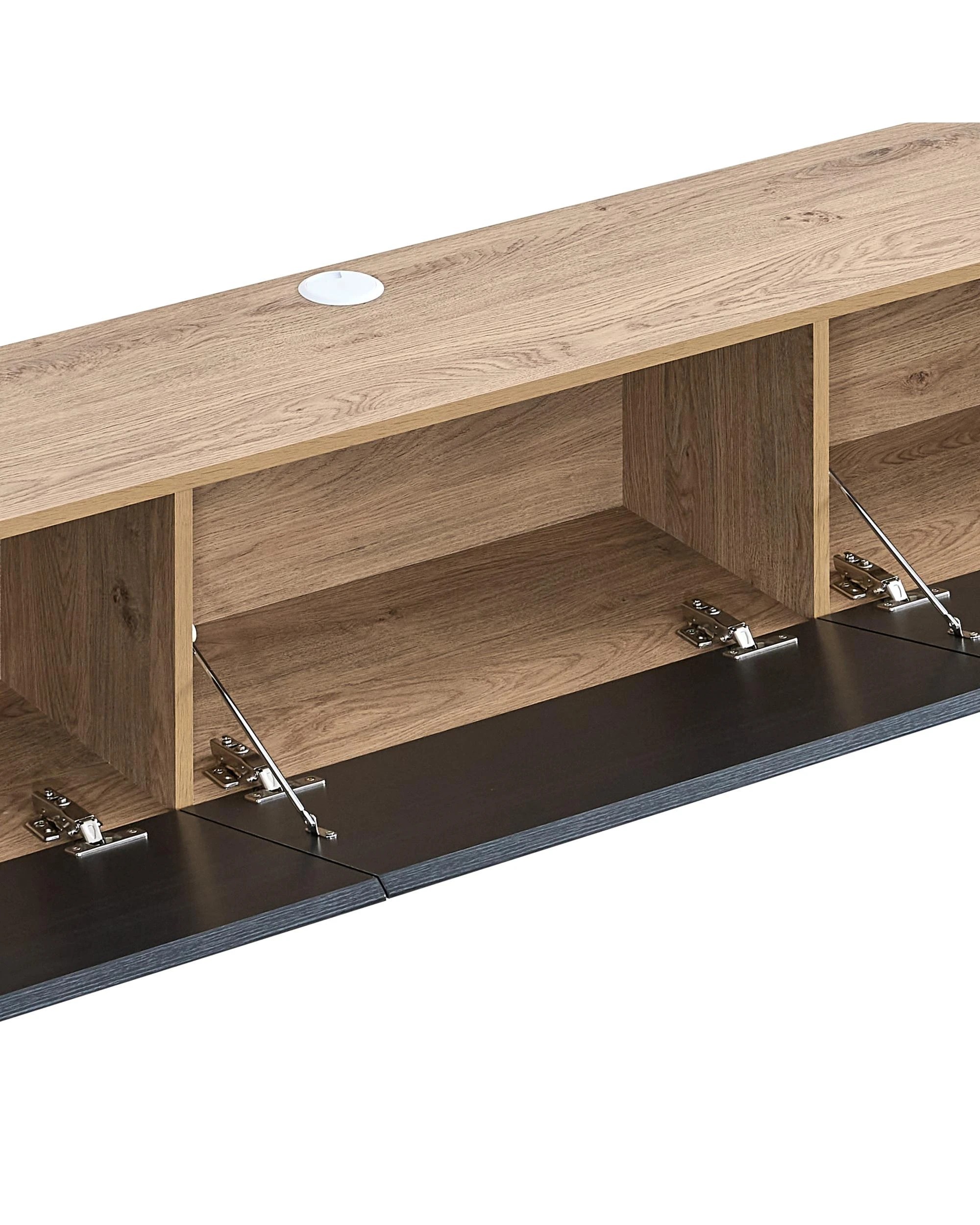 6 Kodu Wall Mount Entertainment TV Unit Floating 3 Doors 180cm Black and Oak - Natural, 6 of 7