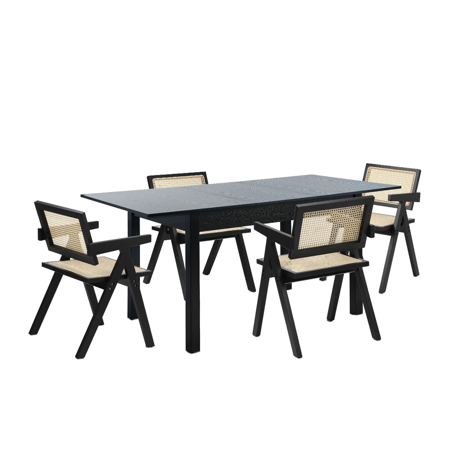 9 Oikiture 5pc Extenable Dining Table and Chairs Wooden Dining Set Ratten - Black, 9 of 10