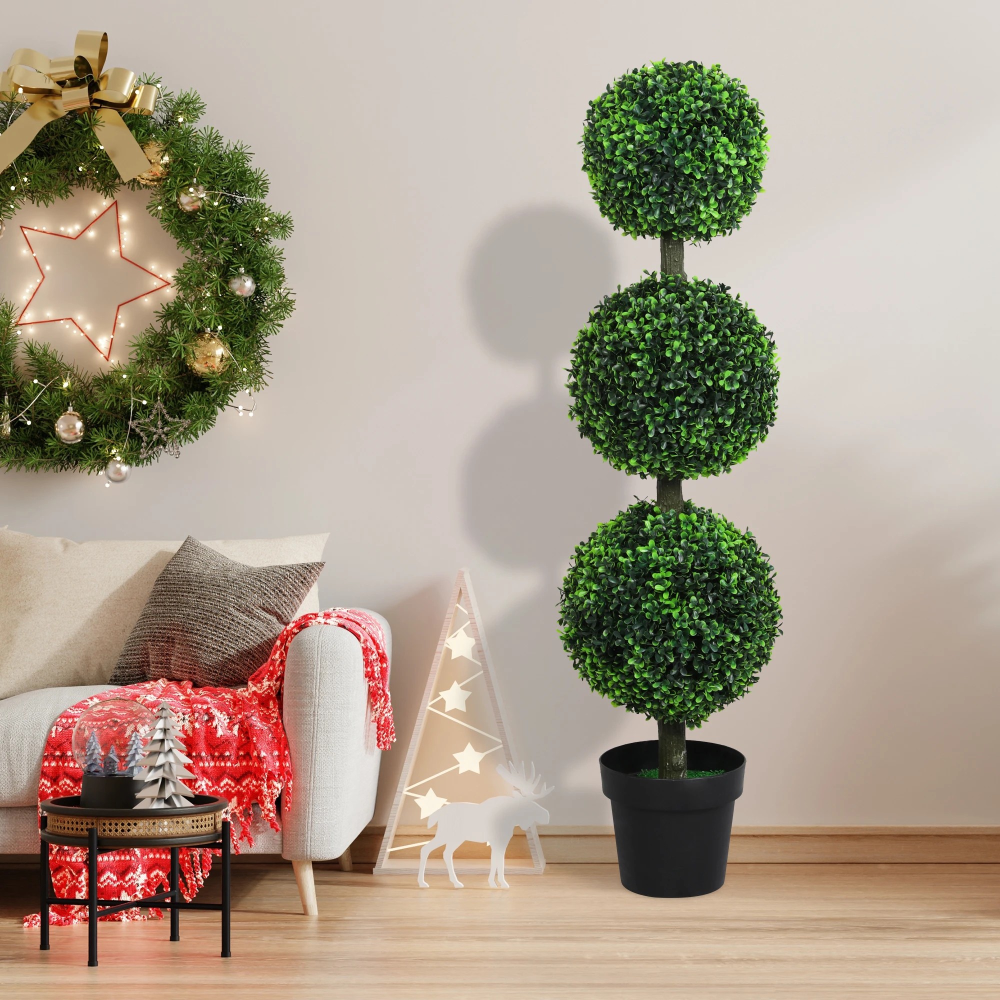 7 Lambu 120cm 3-Ball Topiary Artificial Tree, 7 of 9