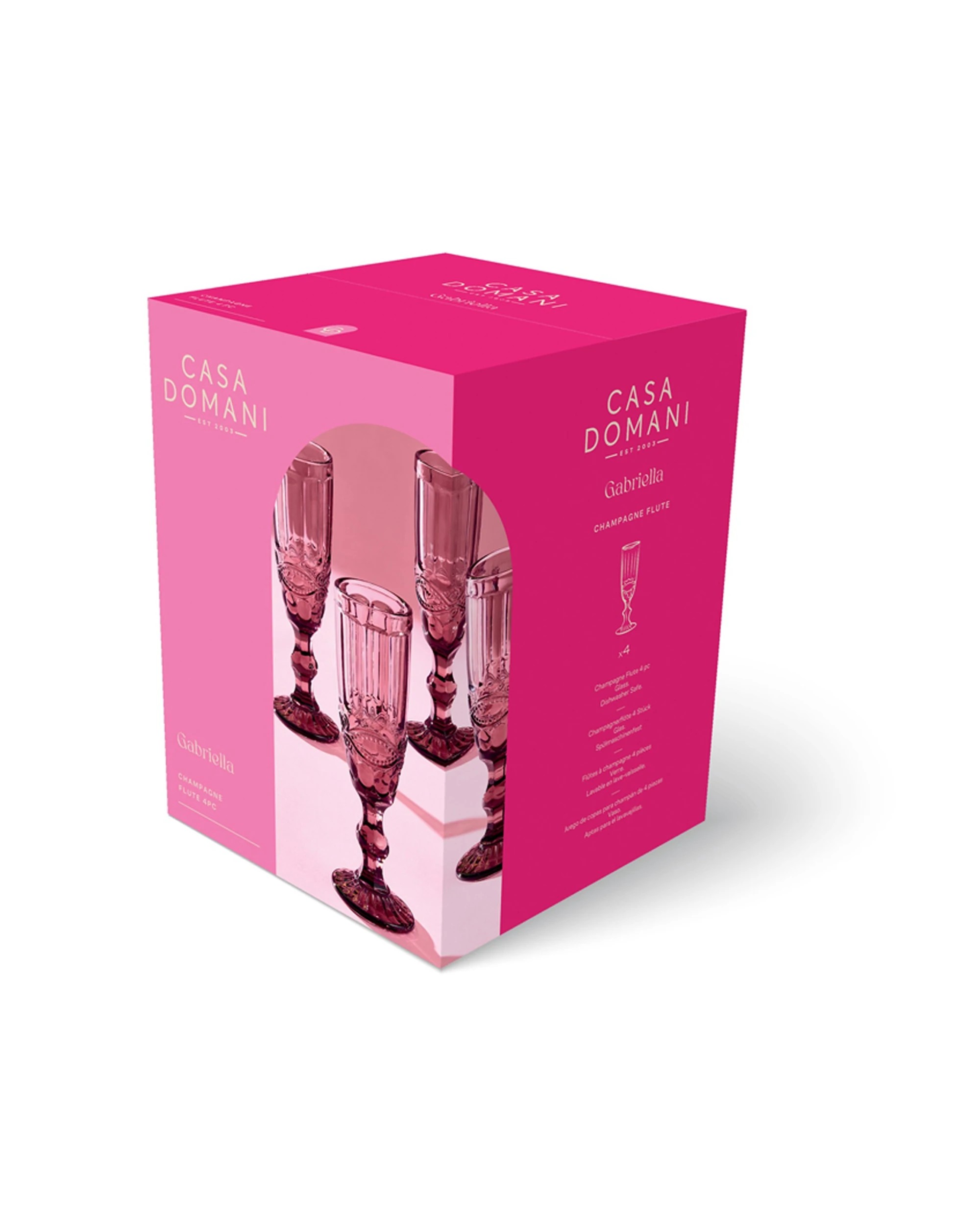 2 Casa Domani 4 Pack Champagne Flute Glasses High Quality Bar Glassware Set
 - Pink, 2 of 5