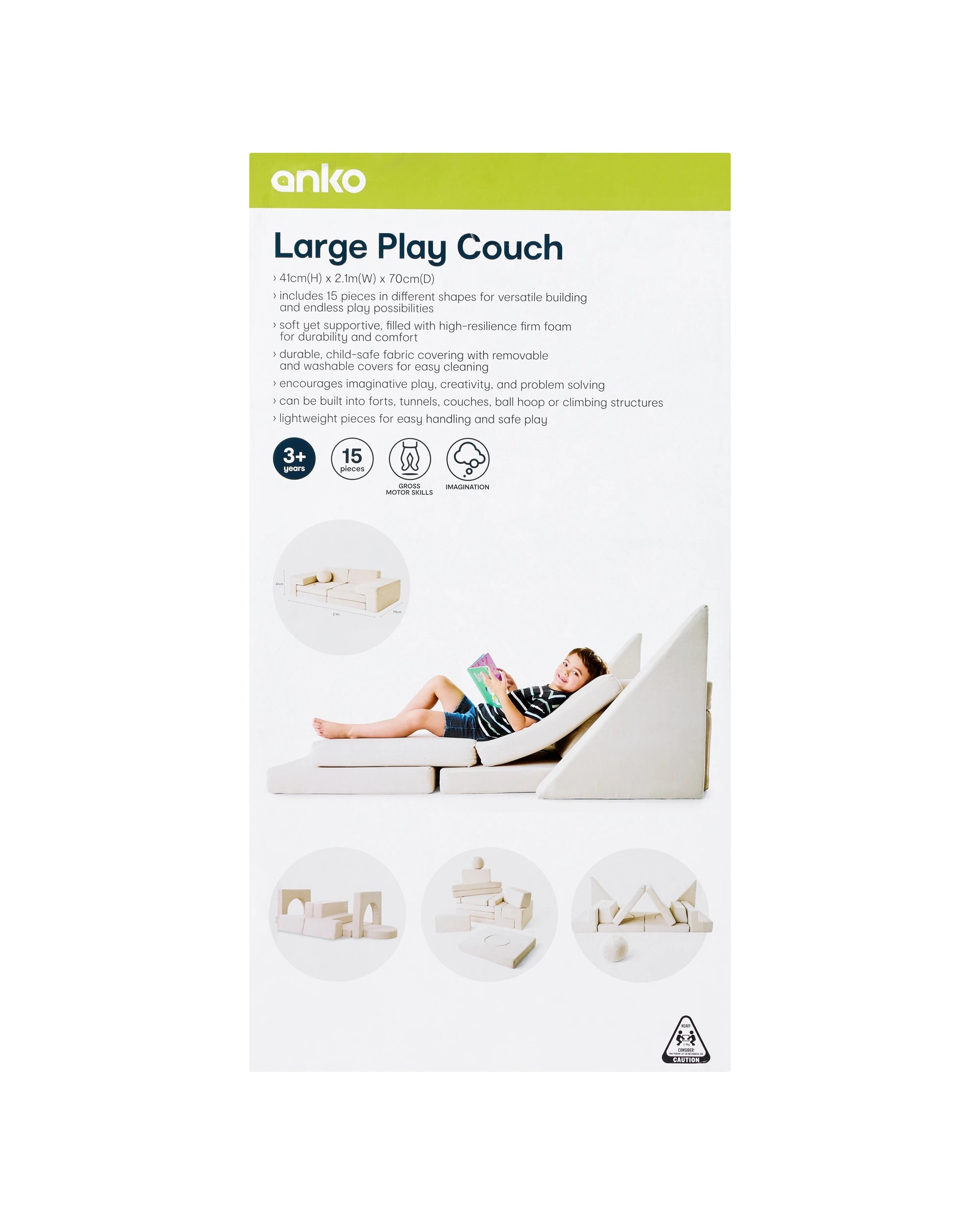 9 15 Piece Large Play Couch - Sand, 9 of 10