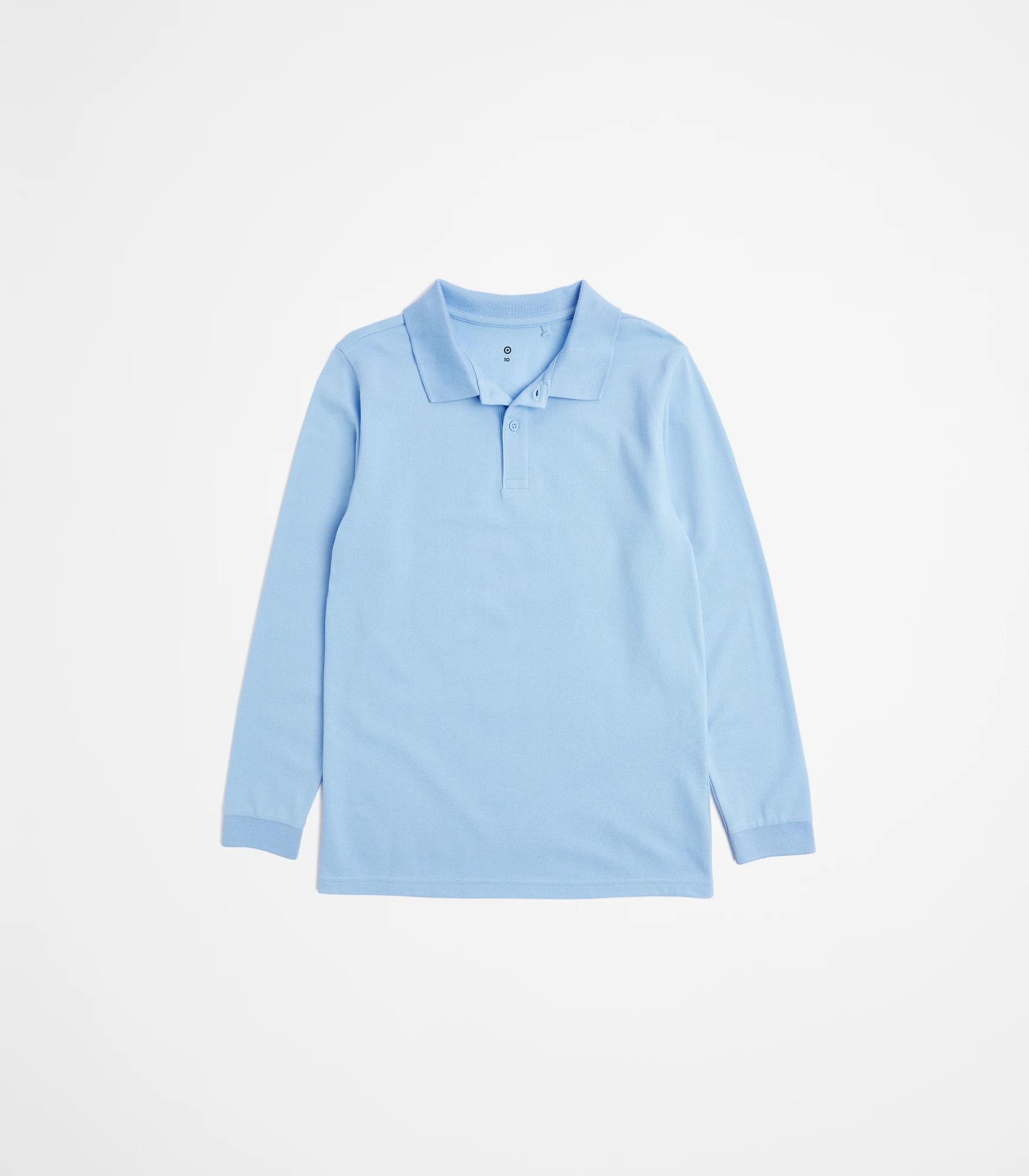 1 Target School Polo Long Sleeve Top LIGHT BLUE, 1 of 3