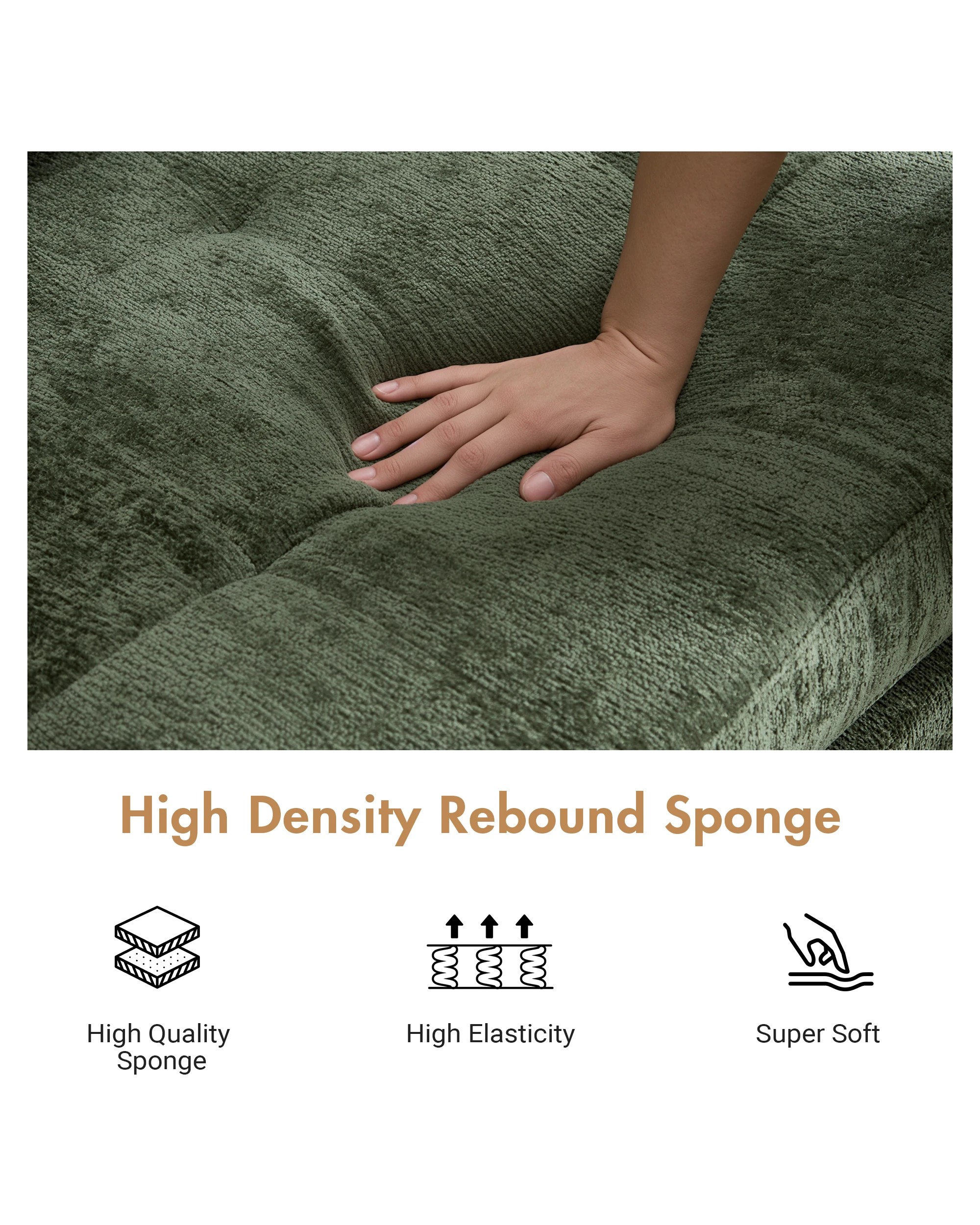 3 Advwin Loveseat Sofa 184cm Chenille Fabric Modern Sectional Couch With Removable Backrest Green, 3 of 7