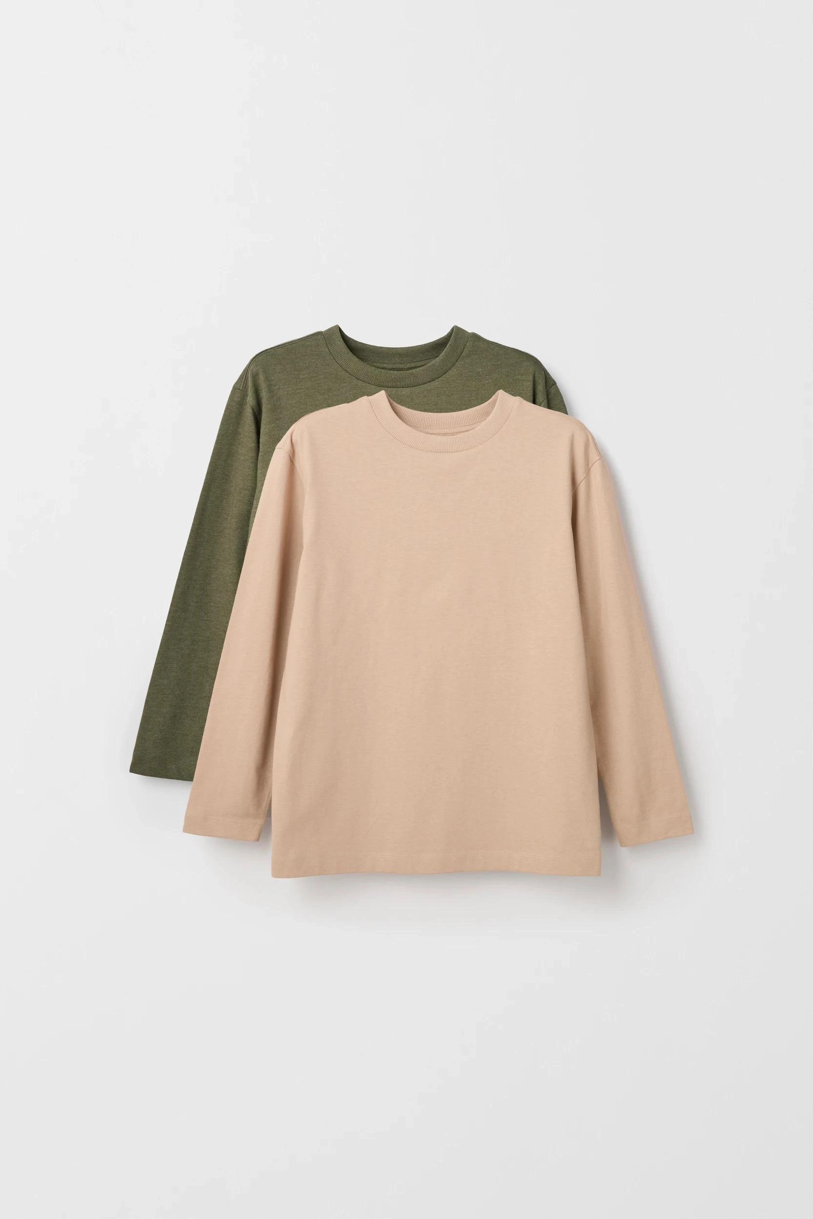 1 Target Kids Australian Cotton 2 Pack Long Sleeve T-Shirt GREEN/LIGHT MOCHA, 1 of 4