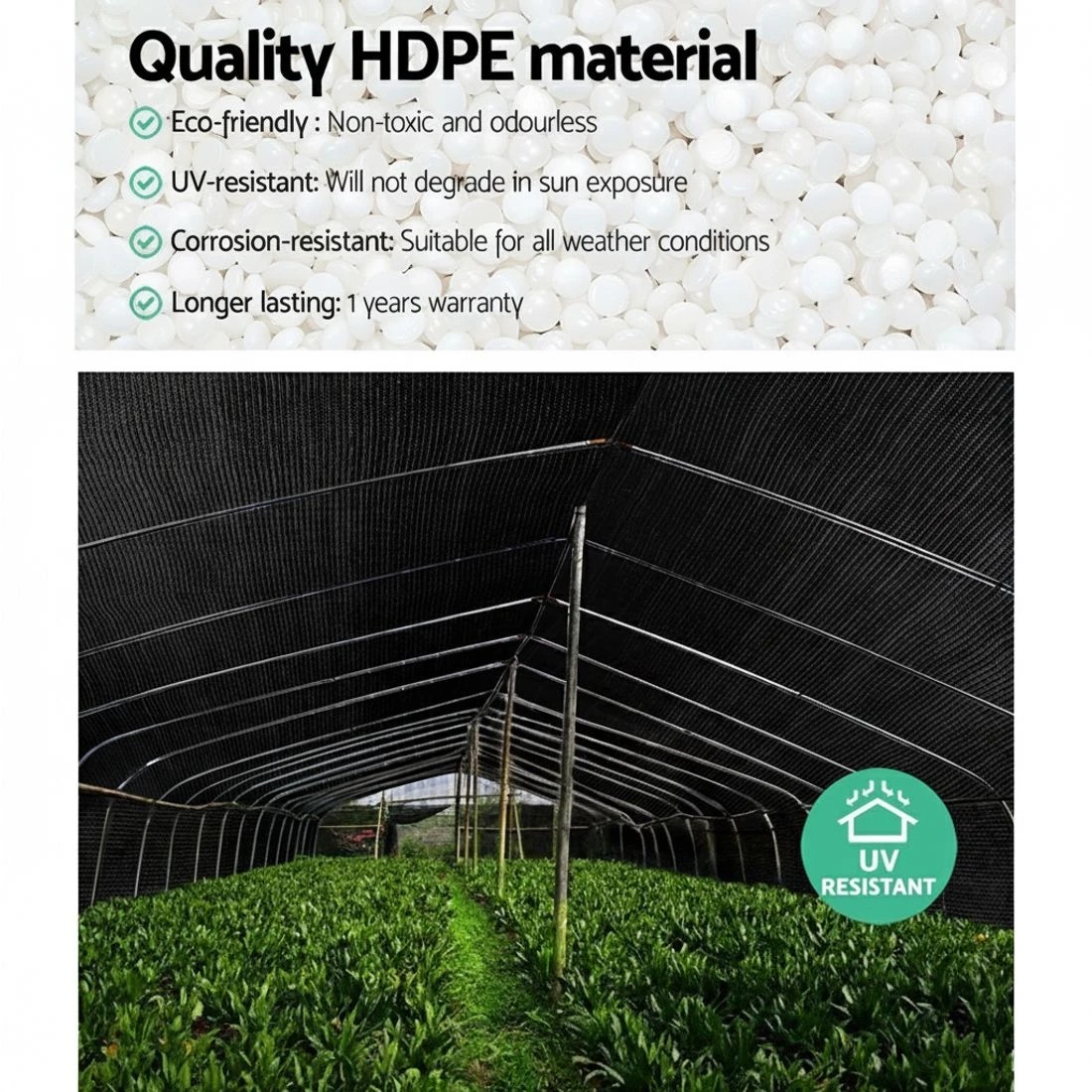 7 Instahut 70% Shade Cloth 1.83x50m Shadecloth Sail Heavy Duty - Black, 7 of 7