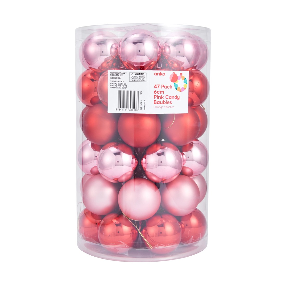 8 47 Pack 6cm Pink Candy Baubles, 8 of 8