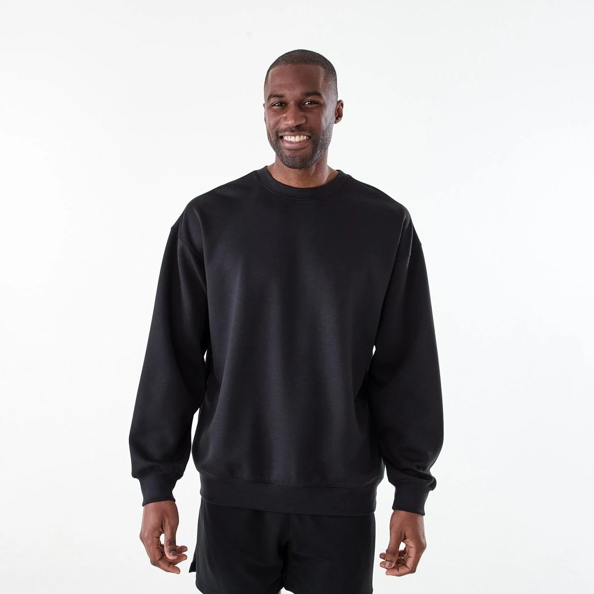 1 Active Mens Relaxed Scuba Crew Neck Sweatshirt BLACK, 1 of 6
