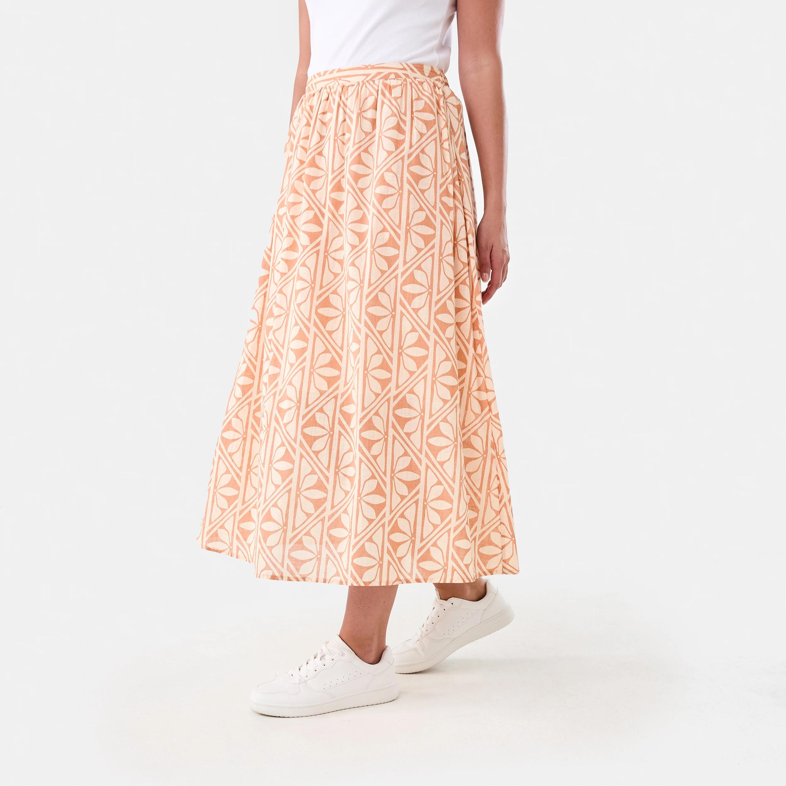 2 Printed A-line Maxi Skirt FLORAL TILE PALE TANGERINE, 2 of 5