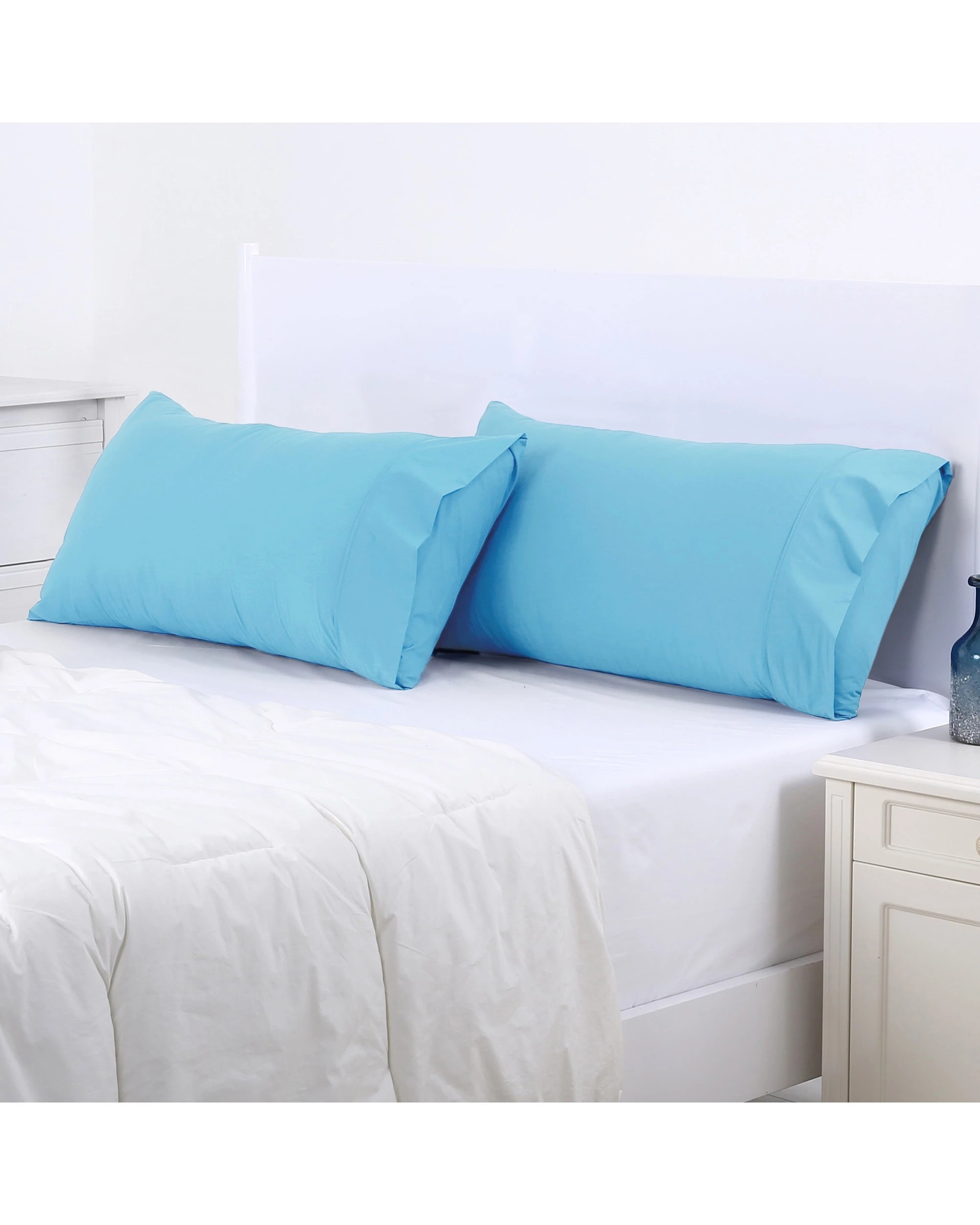 1 Dreamaker 250TC Plain Dyed Standard Pillowcases Twin Pack 48x73cm - Aqua, 1 of 1