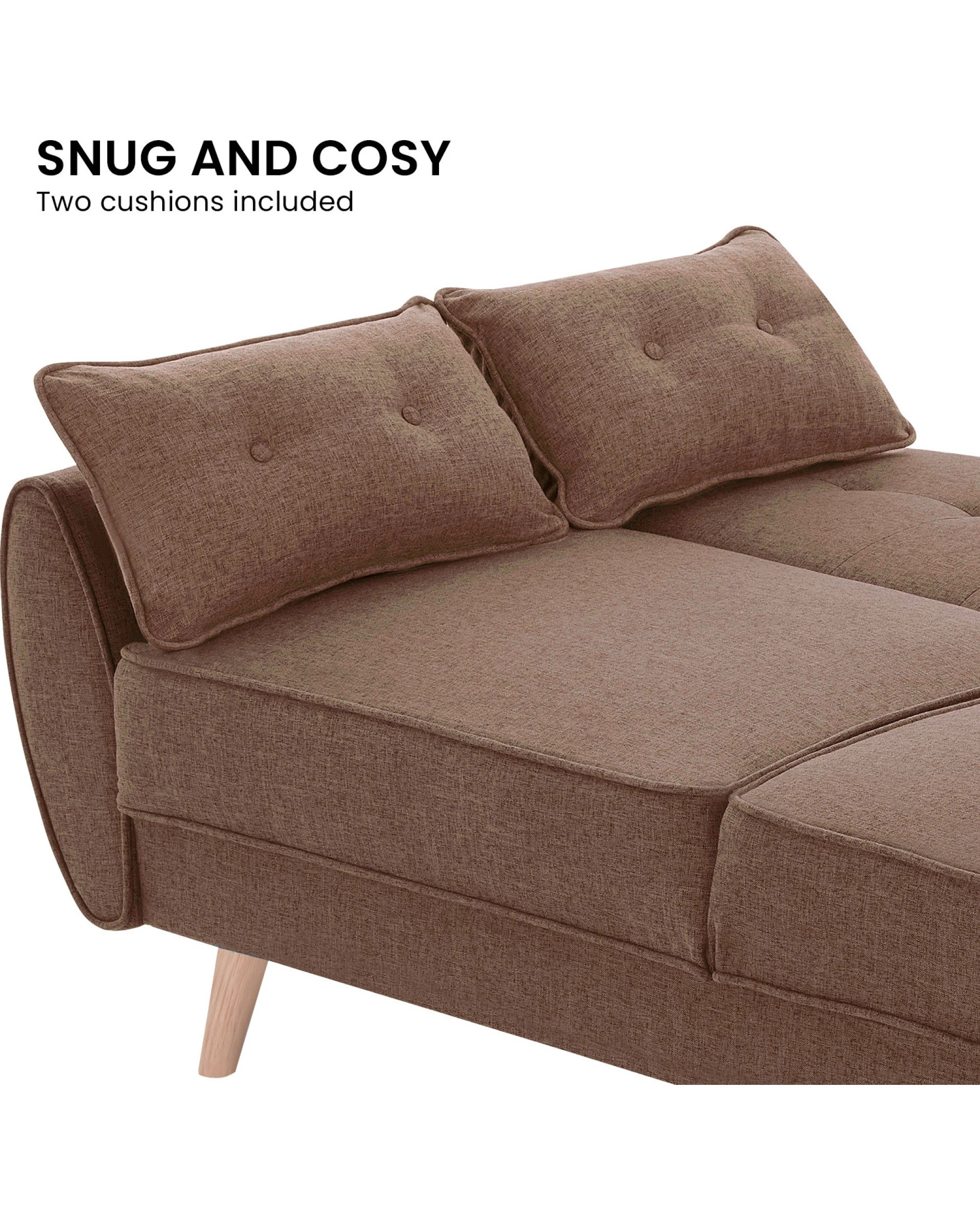 10 Sarantino 3 Seater Modular Linen Fabric Sofa Bed Couch Futon - Brown, 10 of 10