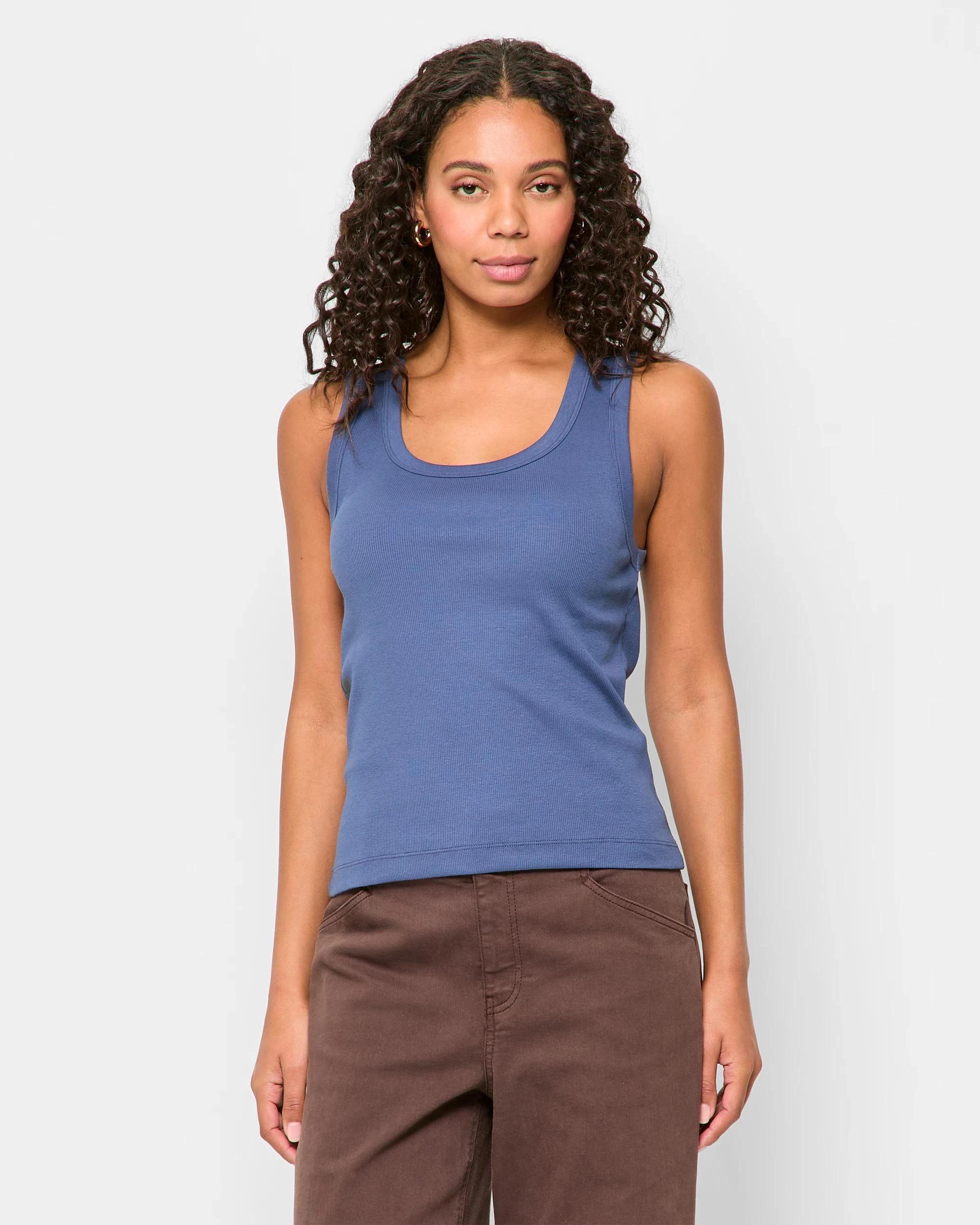 1 Target Australian Cotton Rib Tank Top DEEP INDIGO, 1 of 5