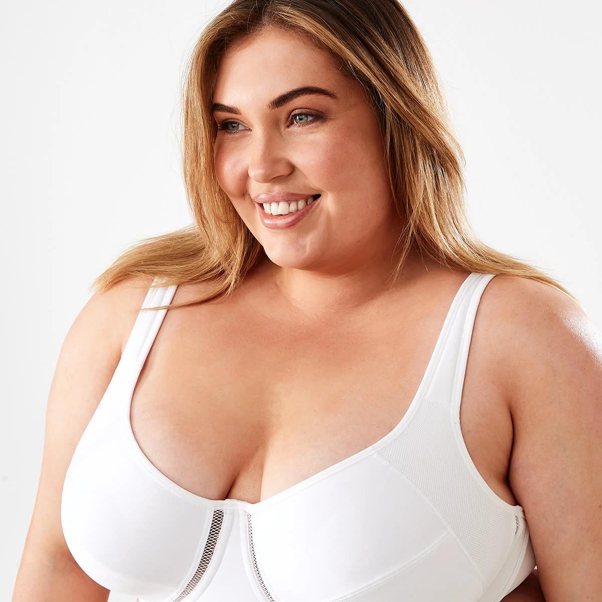 4 Full Figure Sports Underwire Soft Cup Bra WHITE, 4 of 5