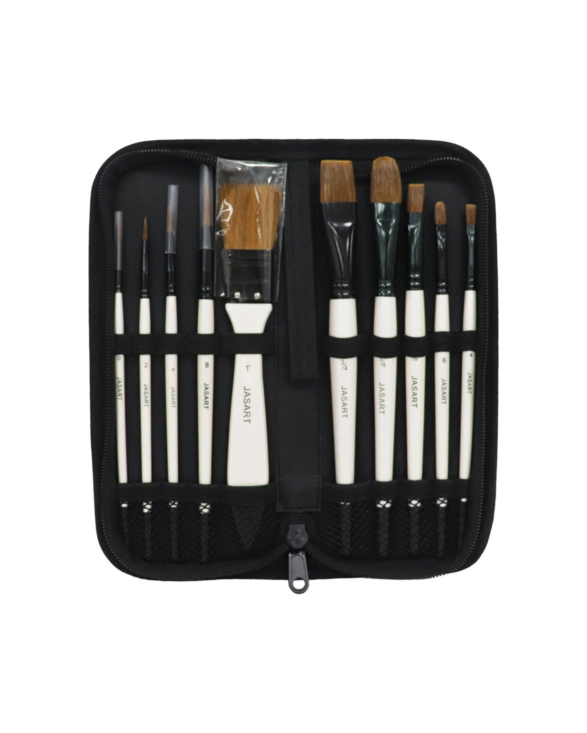 1 Jasart 10pc Bristles Short Handle Brush Set Pearl - White, 1 of 3