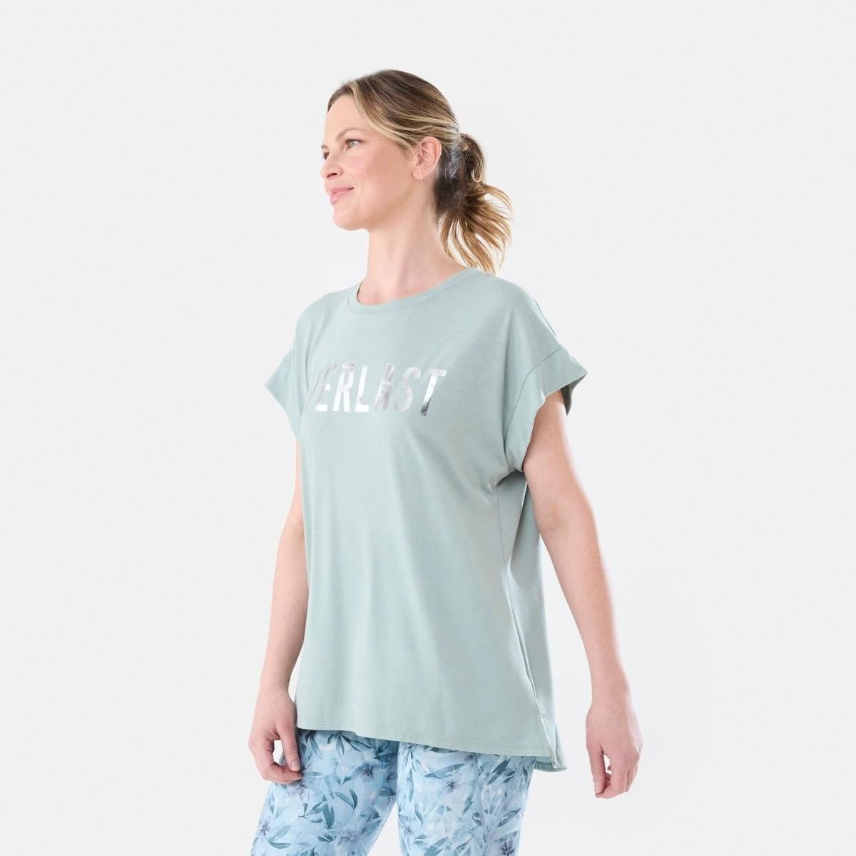 2 Everlast Womens Relaxed Longline T-shirt EVERLAST BLOCK LOGO SAGE GREEN, 2 of 5