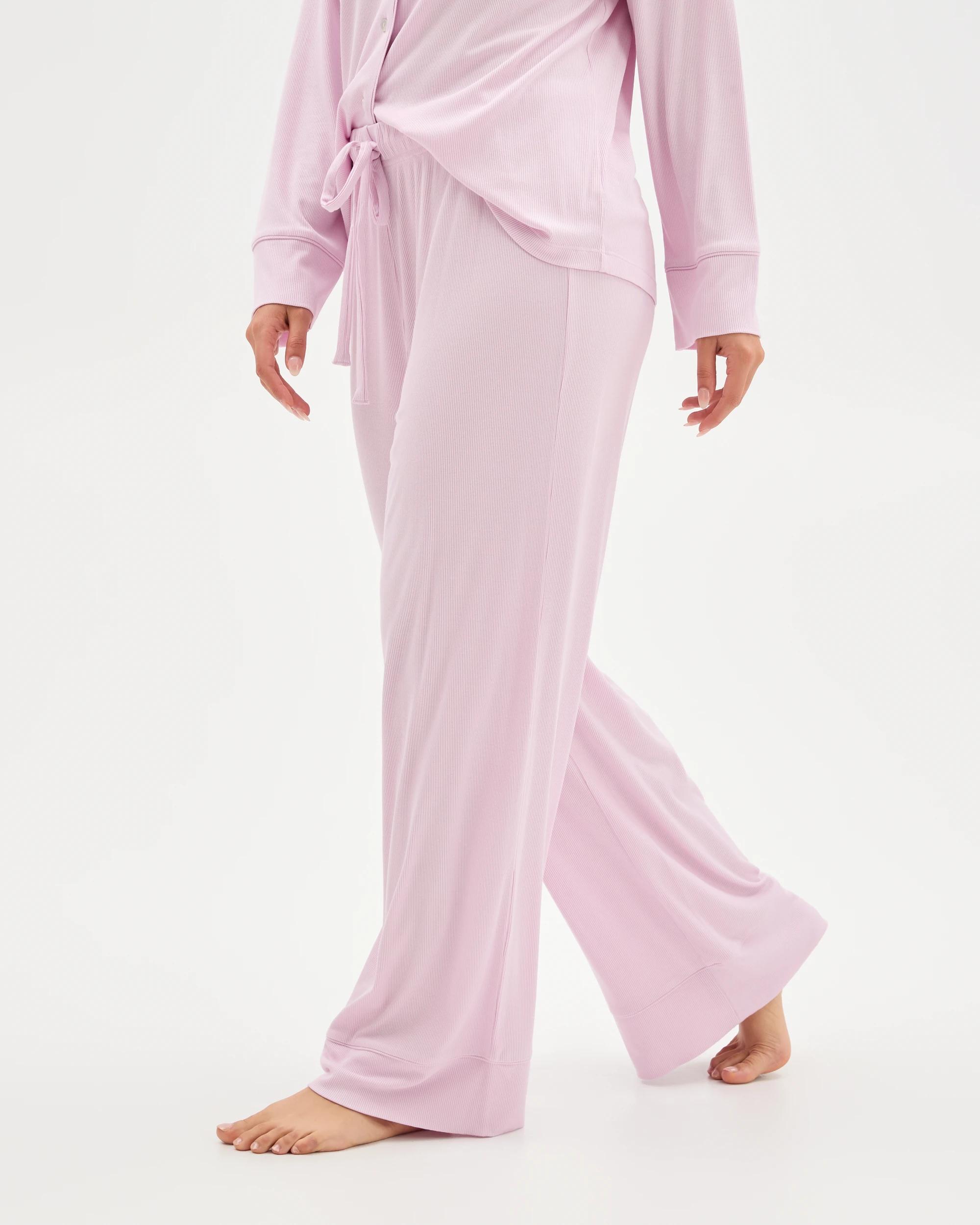 4 Target Woman Rib Wide Leg Sleep Pants PINK, 4 of 6
