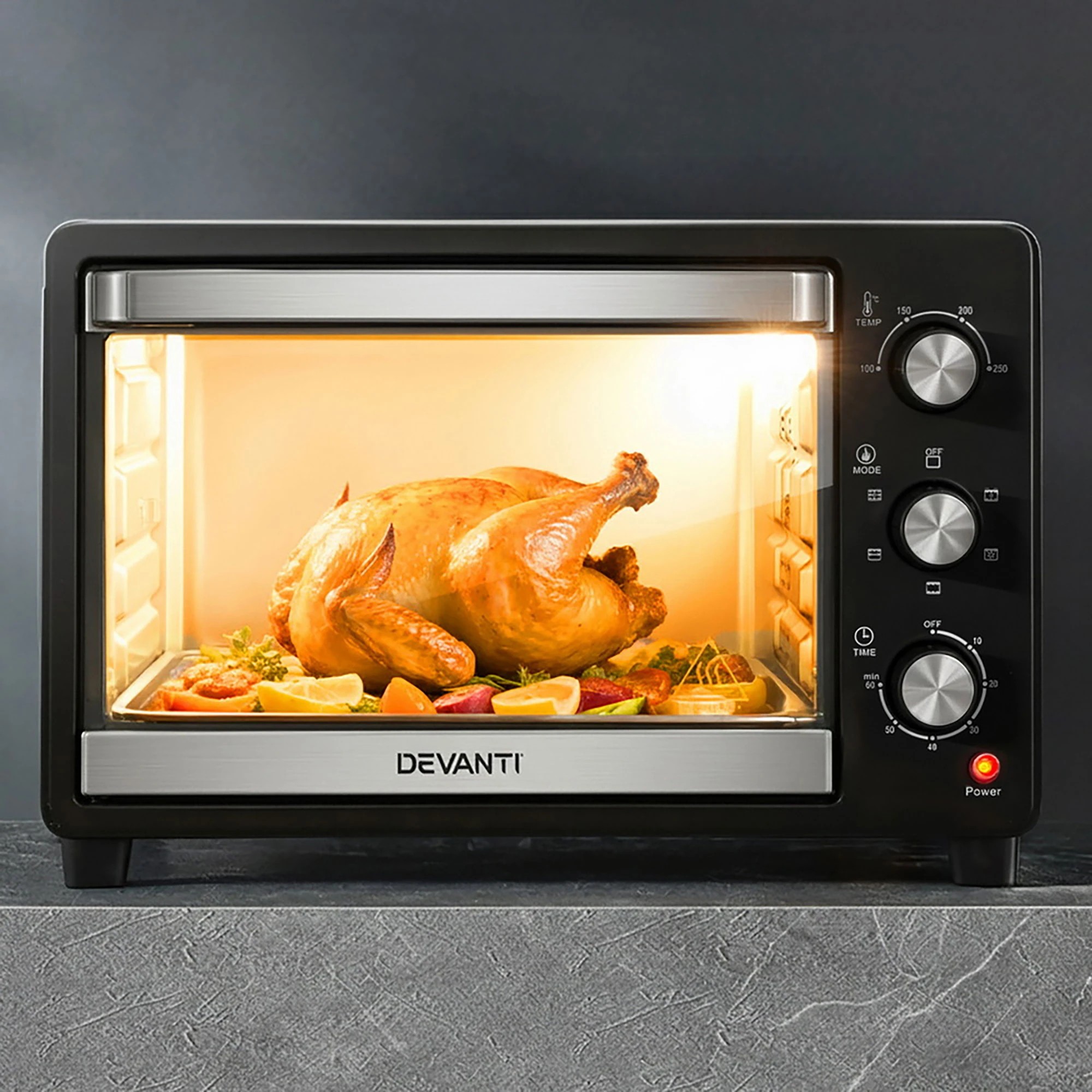 9 Devanti 30L Convection Oven Electric Fryer Ovens - Black, 9 of 9