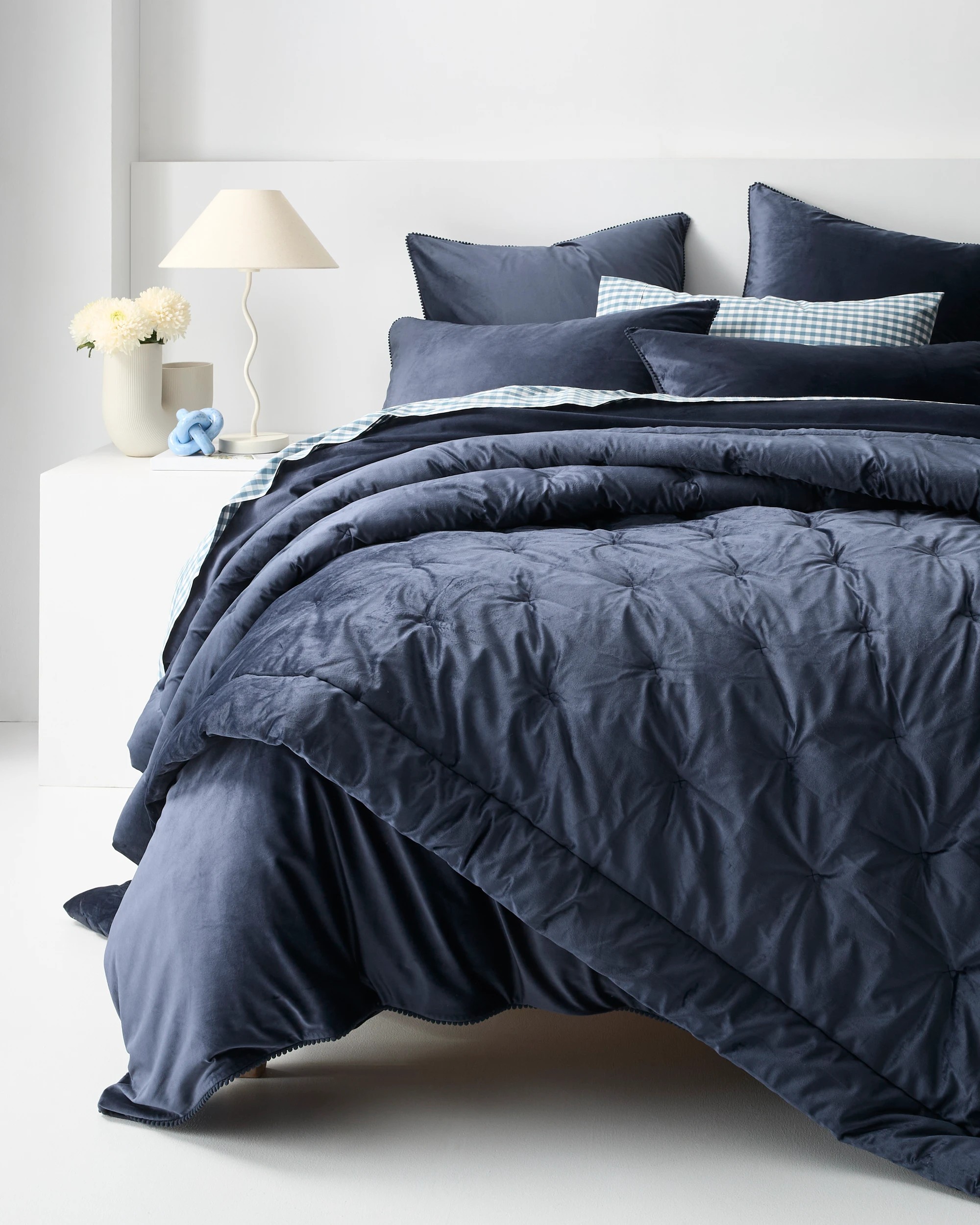 1 Target Lacy Velvet Comforter - Super King Bed - Blue, 1 of 3