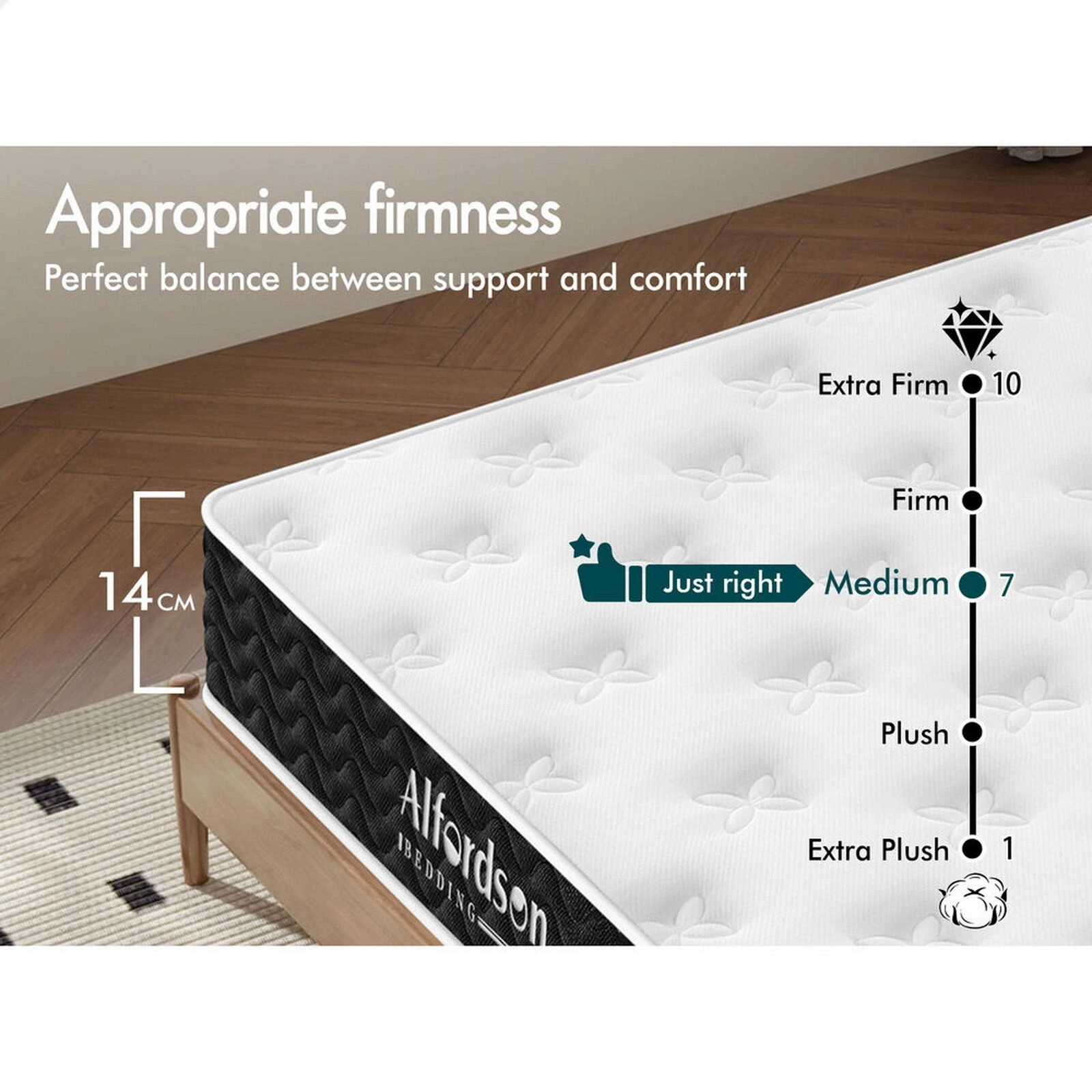 5 Alfordson Mattress 14CM Tight Top Spring Foam Bedding Medium Firm - Queen Bed, 5 of 10