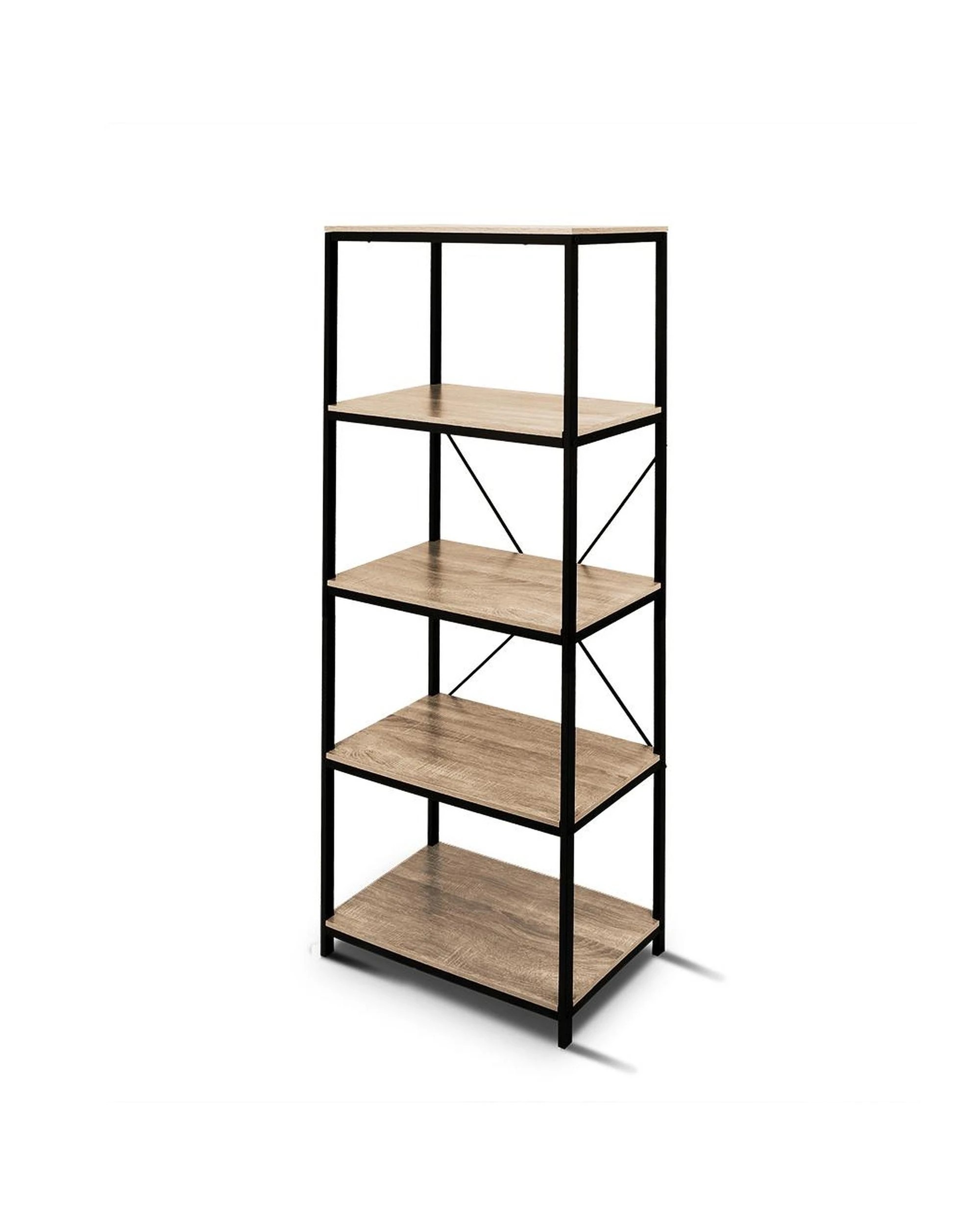 1 HelloFurniture Rome Industrial Style 5-Tier Storage Bookshelf - Oak - Shelf/Bookshelf - Partical Board, 1 of 10