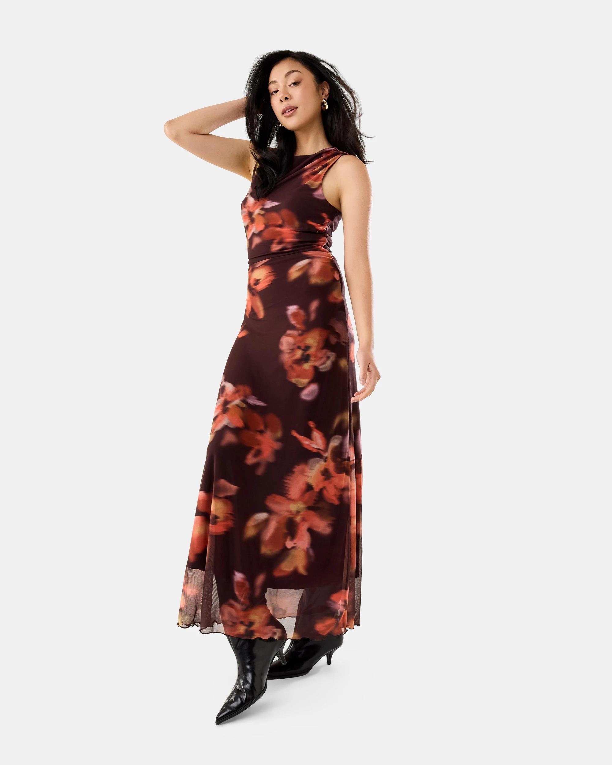2 Sleeveless Mesh Maxi Dress Hazy Flora, 2 of 6