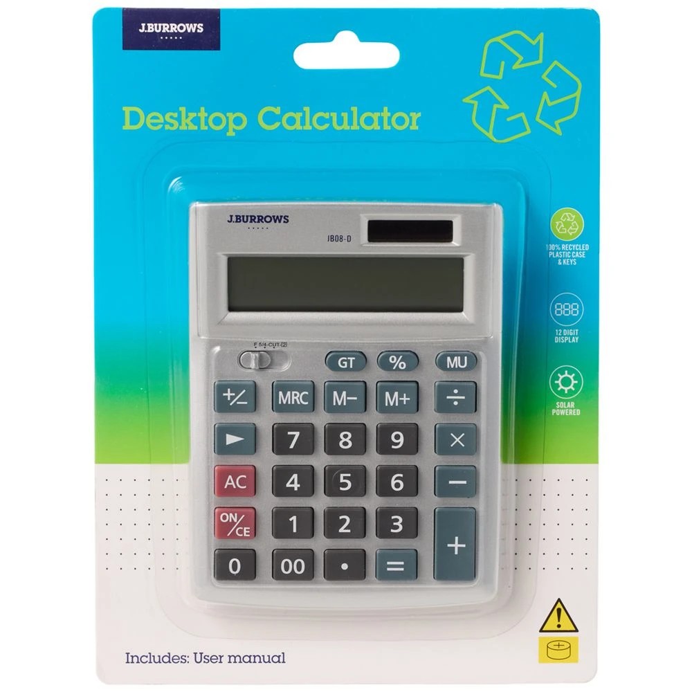 2 J.Burrows Desktop 12 Digit Calculator Silver, 2 of 4