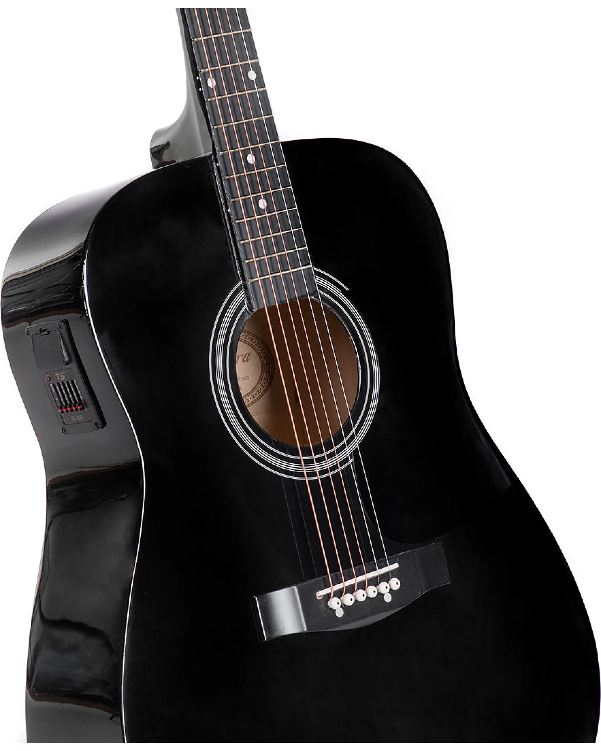 6 Karrera 41in Acoustic Guitar with EQ Band String Musical Instrument - Black, 6 of 7