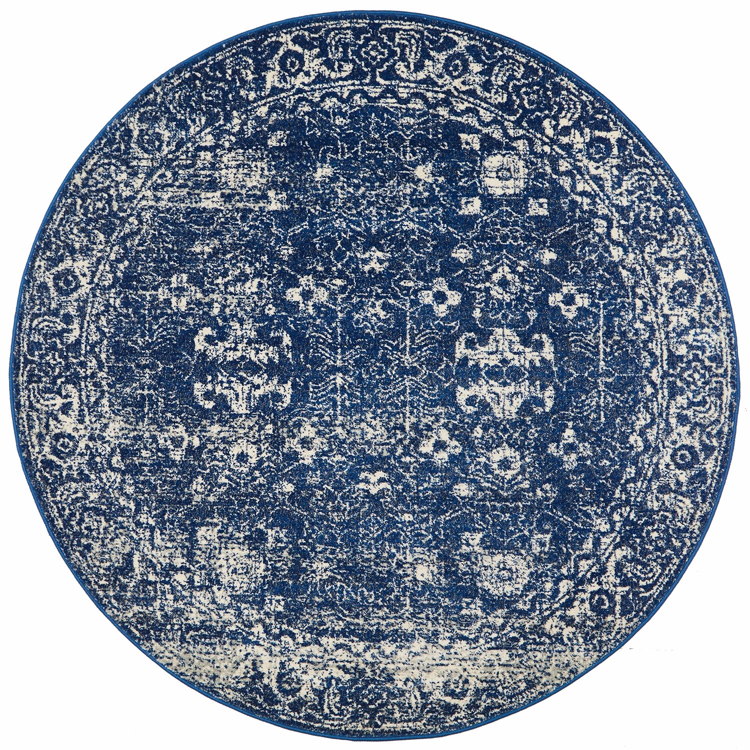1 Common Ground Rugs Encore 252 240x240cm Round - Large Pet Friendly Rug - Blue, 1 of 7