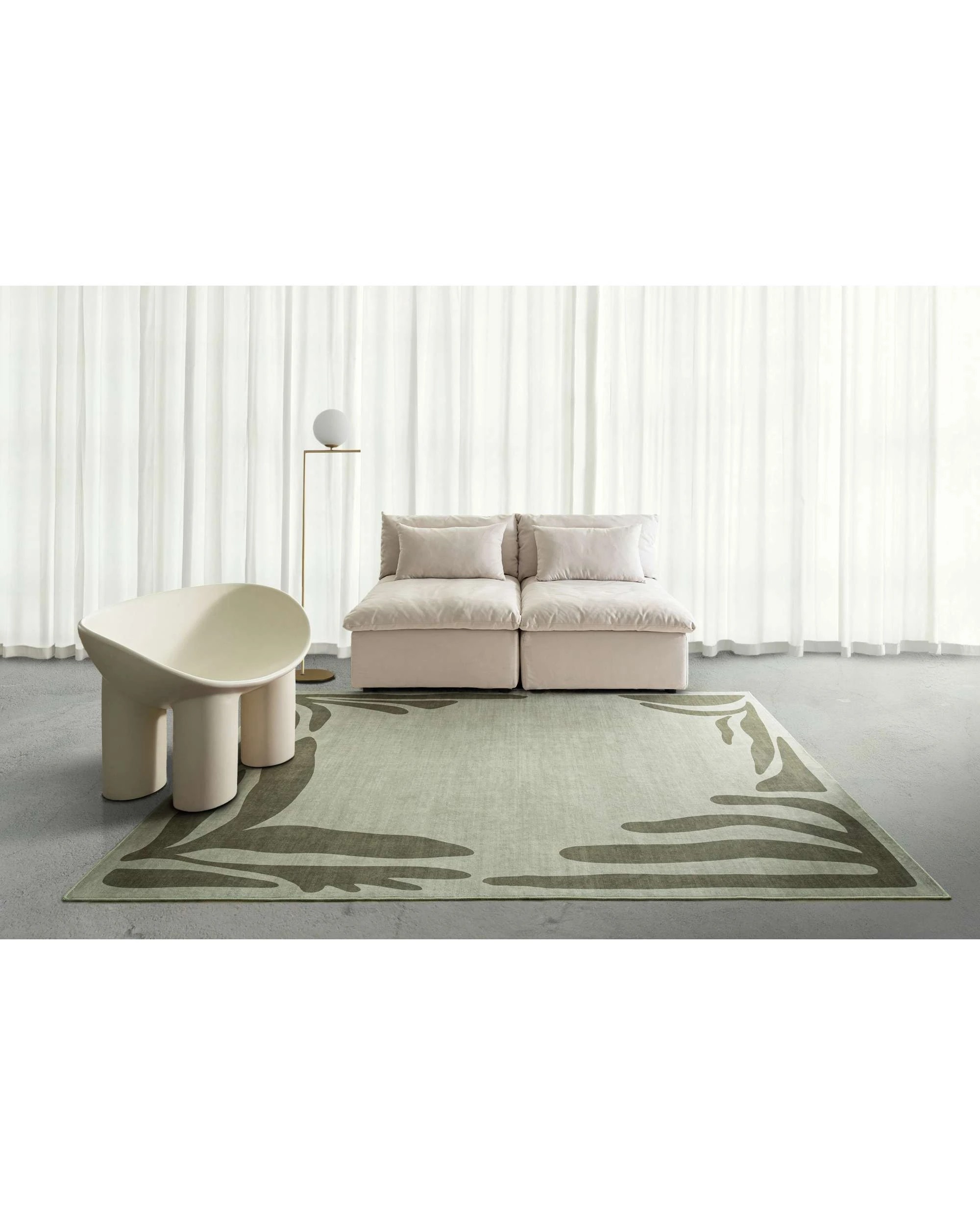 2 Loopsie Kanarsi Tonal Botanical Border Washable Rug-290cm x 190cm - Green, 2 of 8