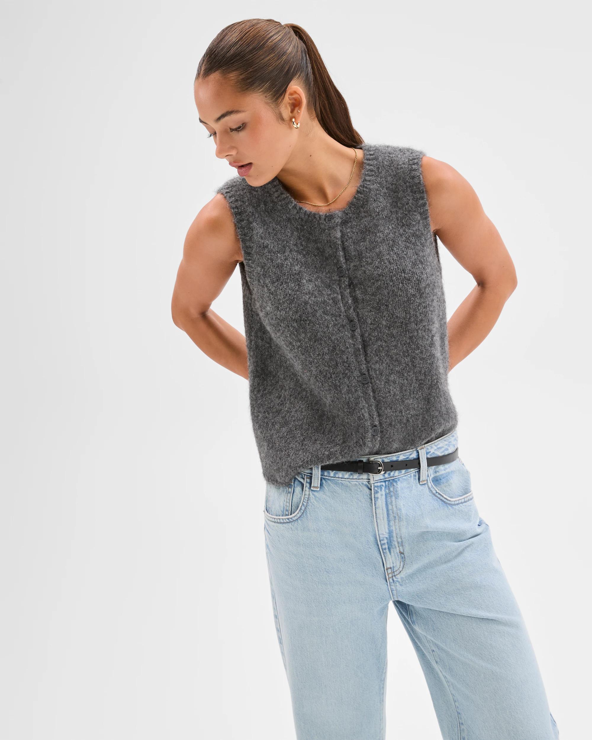 3 Lily Loves Fluffy Knit Vest GRAPHITE MARLE, 3 of 7