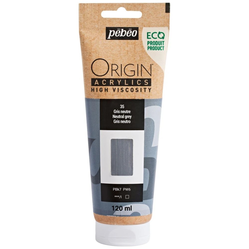 1 Pebeo Origin Acrylic Paint 120mL Neutral Grey, 1 of 3