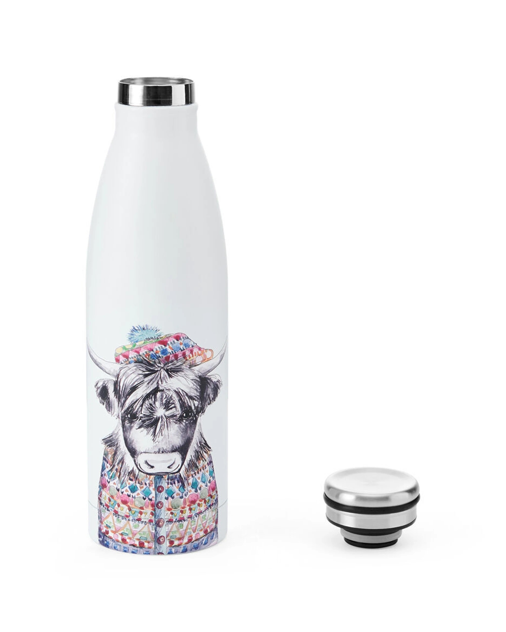 4 Mikasa 2PK Cow Themed Sleeved Insulated Water Bottle Vacuum Insulated 500mL - White, 4 of 5