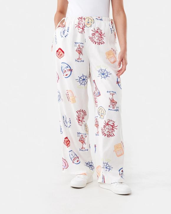 Linen Blend Side Tie Pants