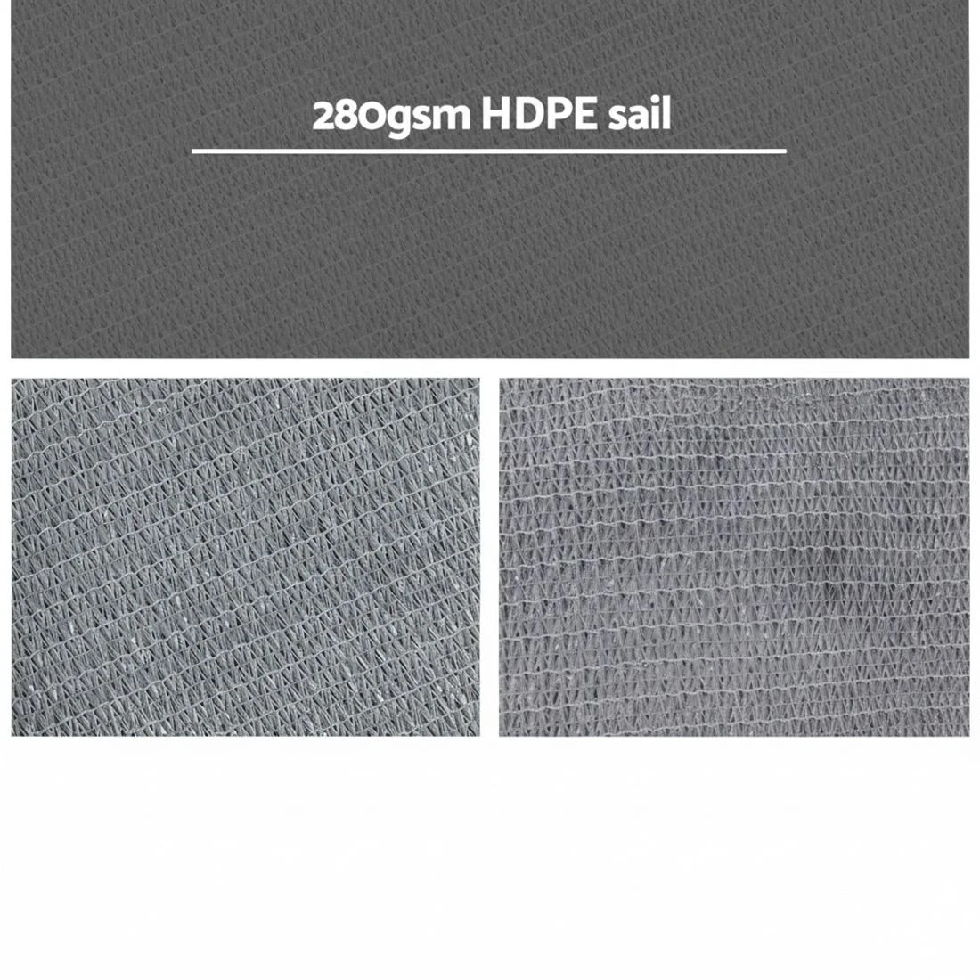 3 Instahut Shade Sail 3x3m Square 280GSM 98%  Shade - Grey, 3 of 4