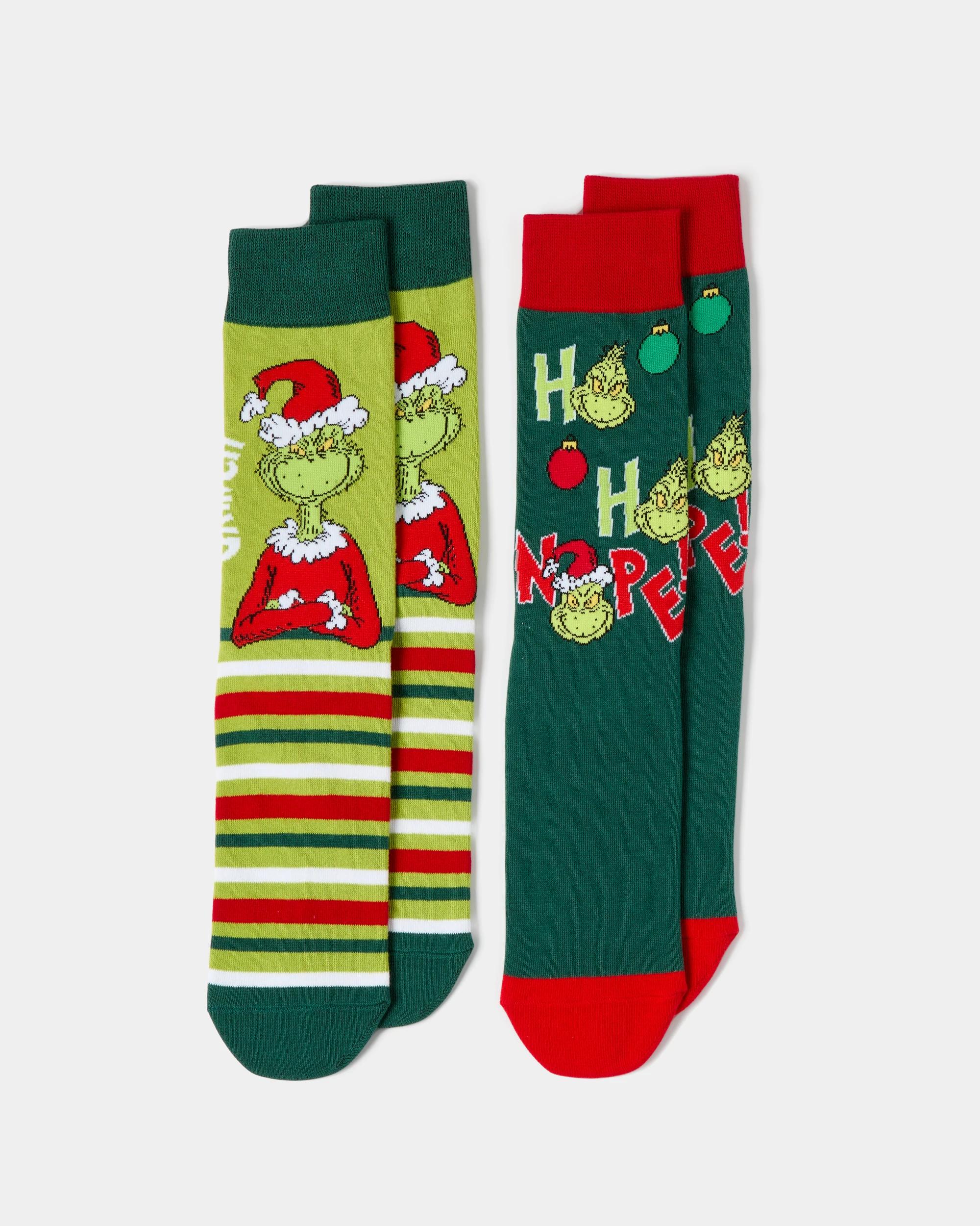 2 Pack The Grinch License Crew Socks - Kmart