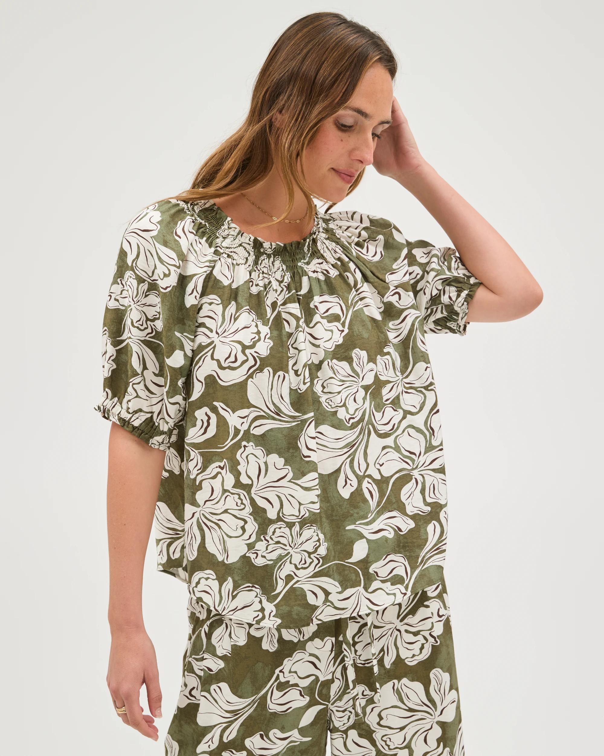 5 Target Woman Short Sleeve Shirred Neck Top PAINTED FLORAL MULTI, 5 of 7