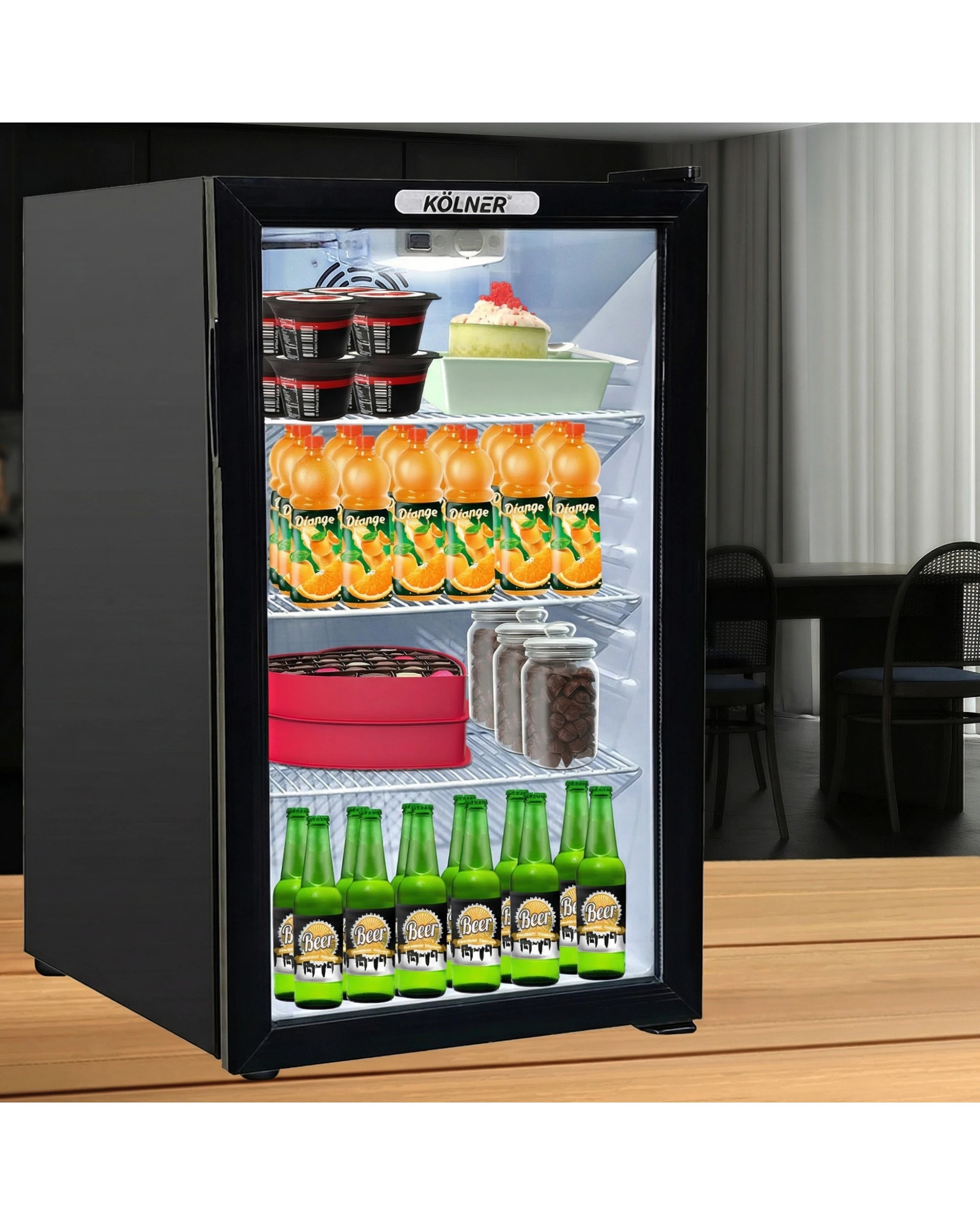 3 Kolner 100L Mini Bar Wine Fridge Glass Door Beverage Cooler Drinks Refrigerator - Black, 3 of 7