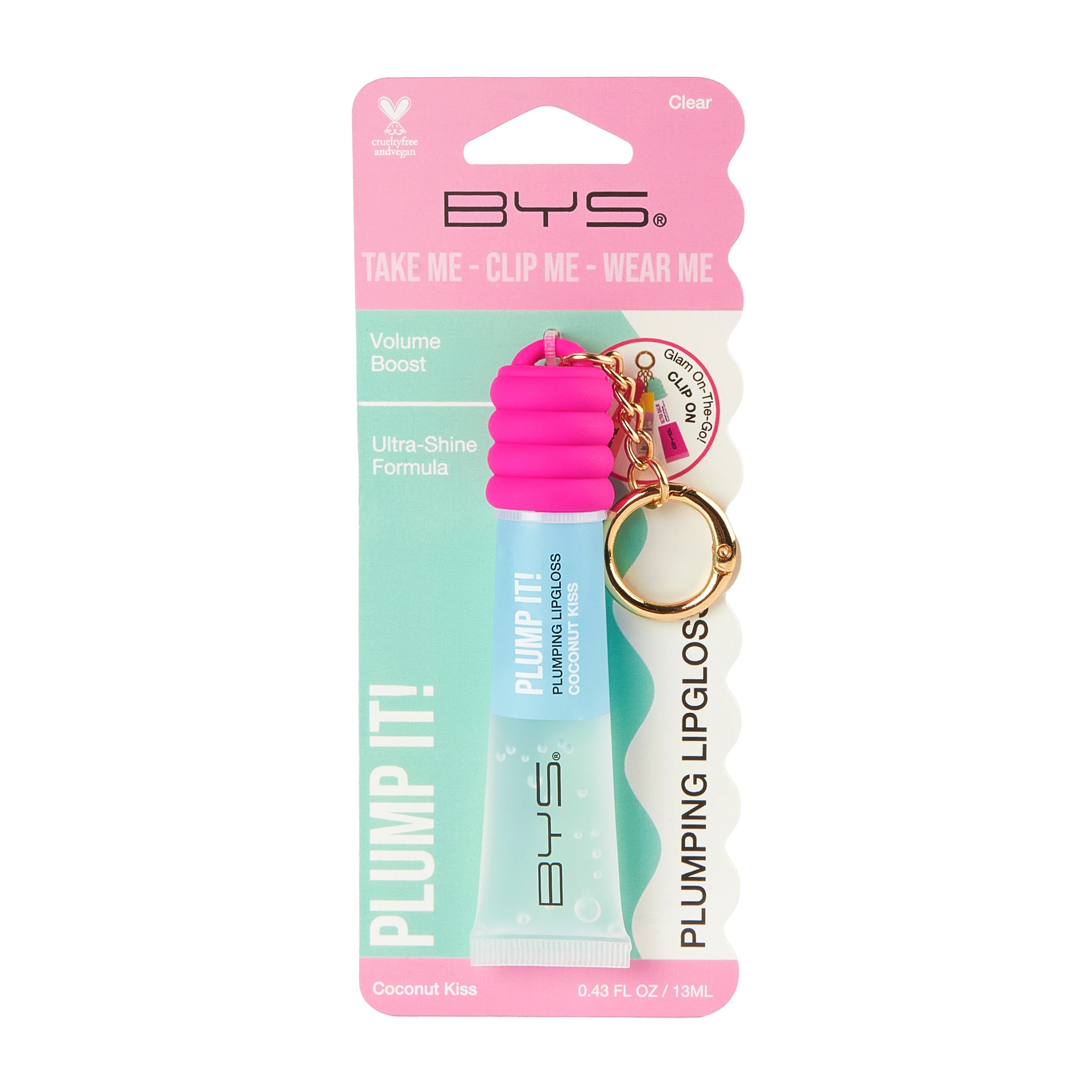 1 BYS Plumping Lip Gloss Wearable Keyring 13ml - Coconut Kiss, 1 of 3