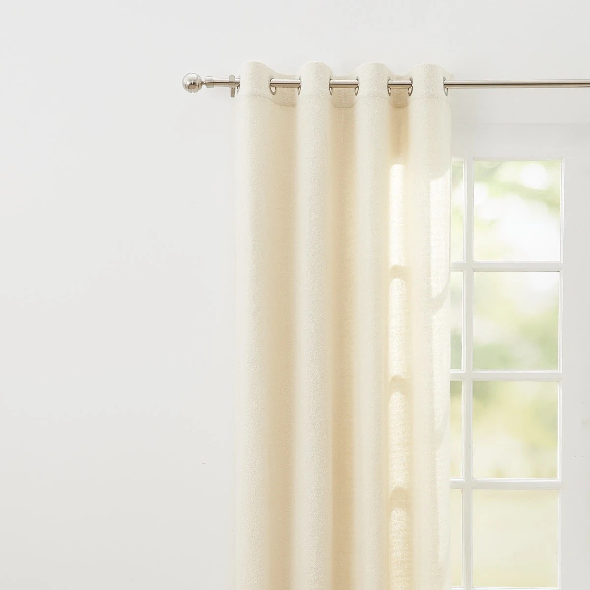 1 Boucle Curtain - White, 1 of 4