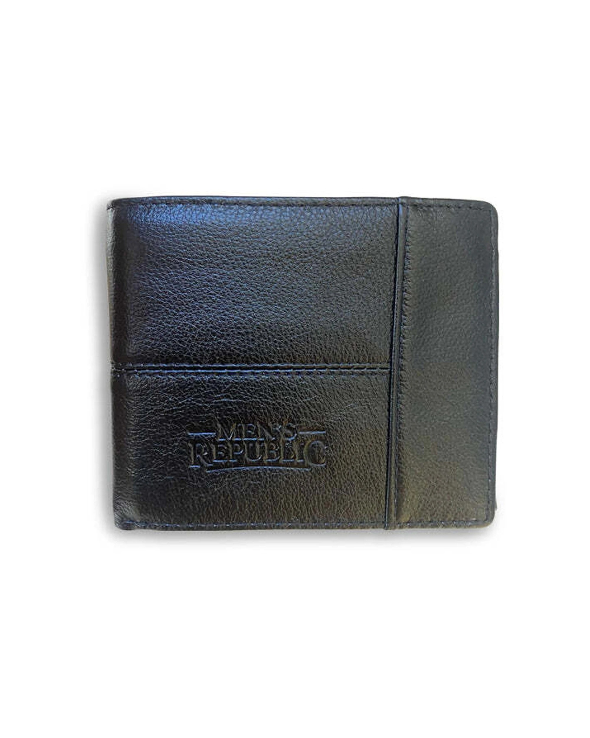 2 Mens Republic Leather Wallet Genuine Leather Modern Design - Black, 2 of 5