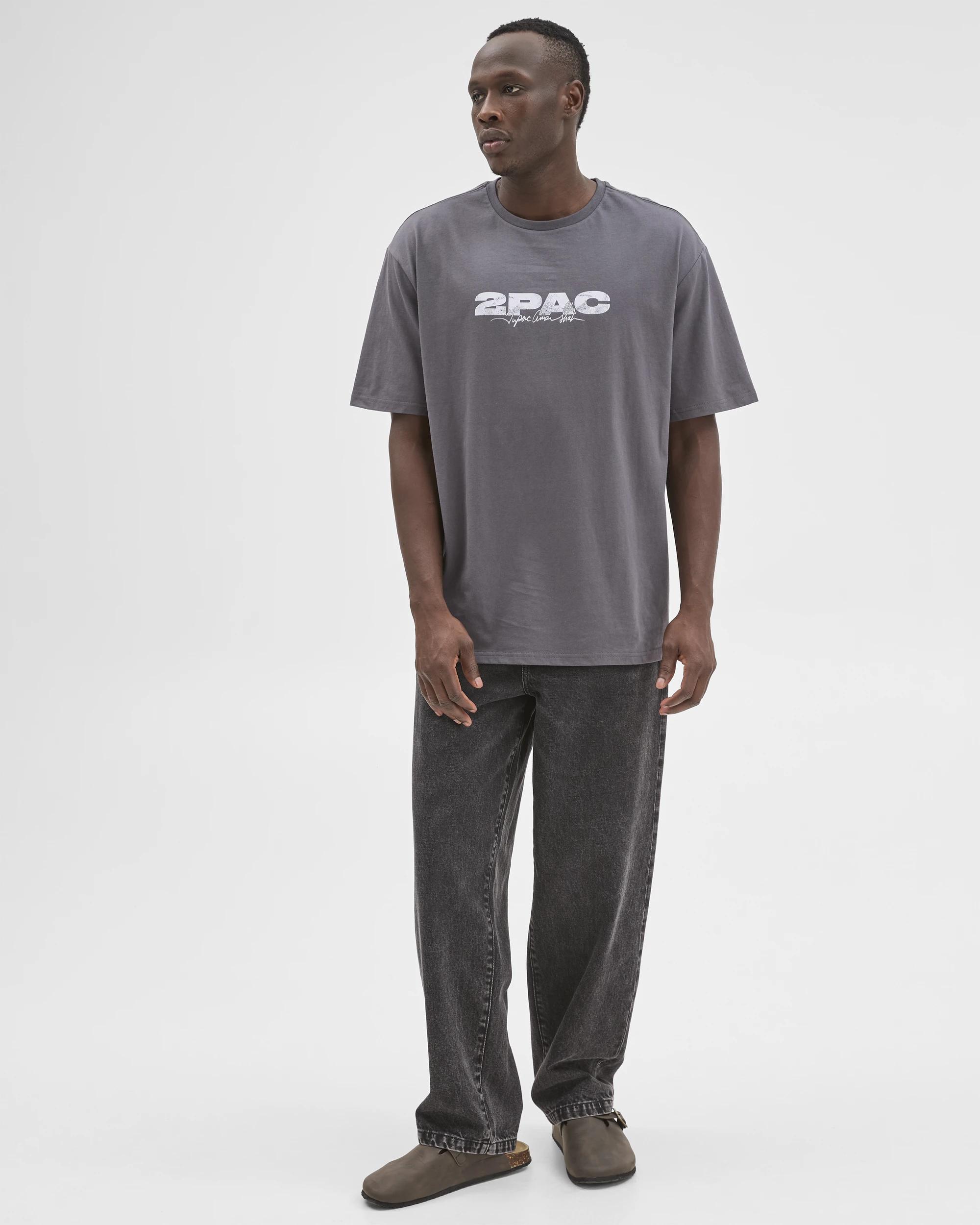 1 Licensed Australian Cotton Tupac Relaxed T-Shirt BLACK, 1 of 6