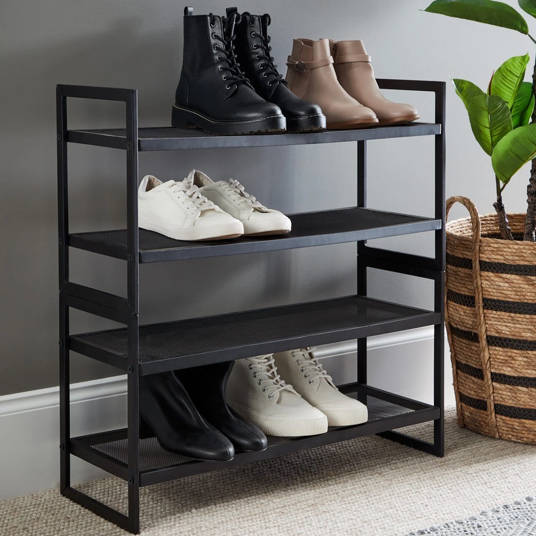 5 2 Tier Metal Stackable Mesh Shoe Rack, 5 of 5