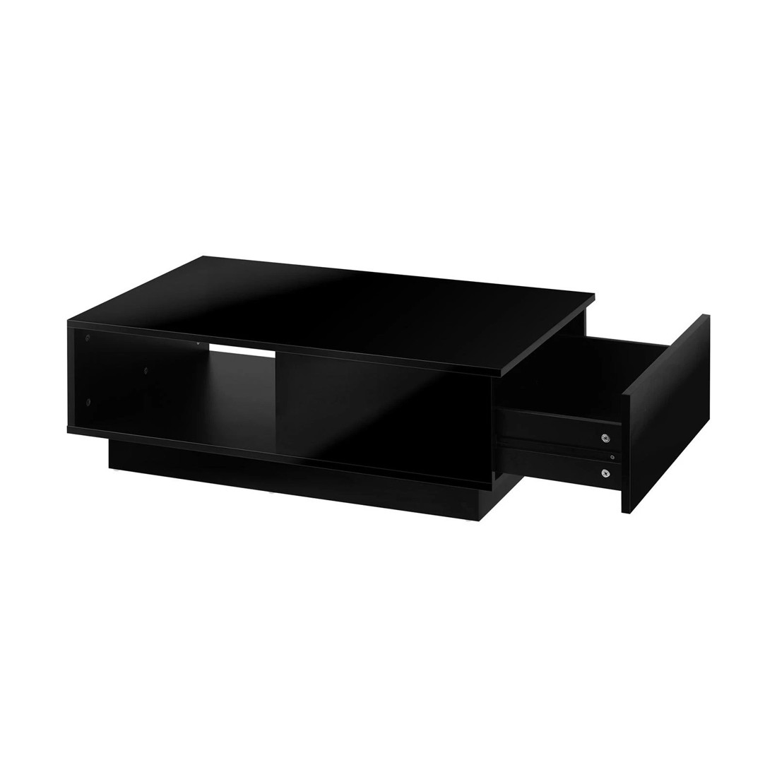 9 Oikiture Coffee Table Led Light High Gloss Storage Drawer Modern
 - Black, 9 of 10