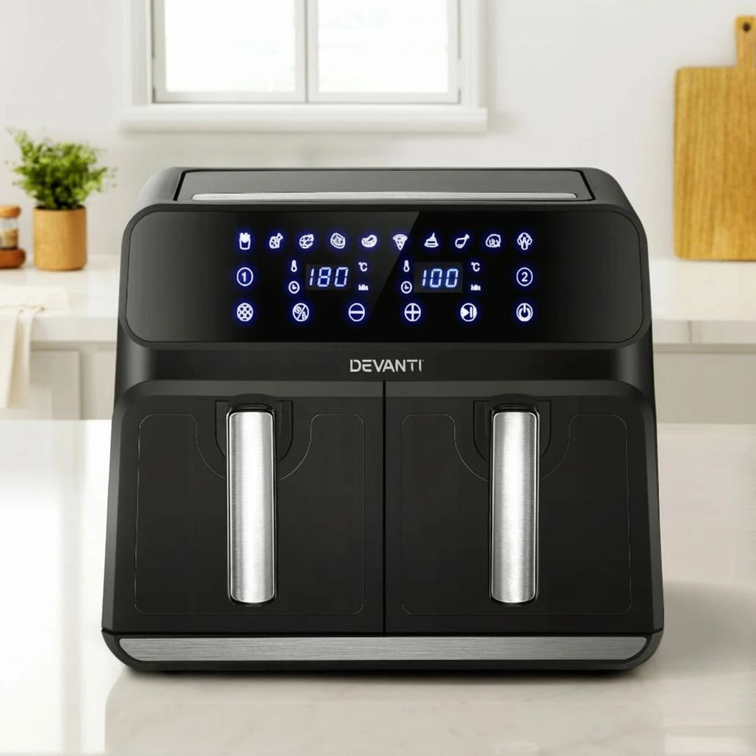 1 Devanti Air Fryer 8L Dual Zone Fryers - Black, 1 of 7