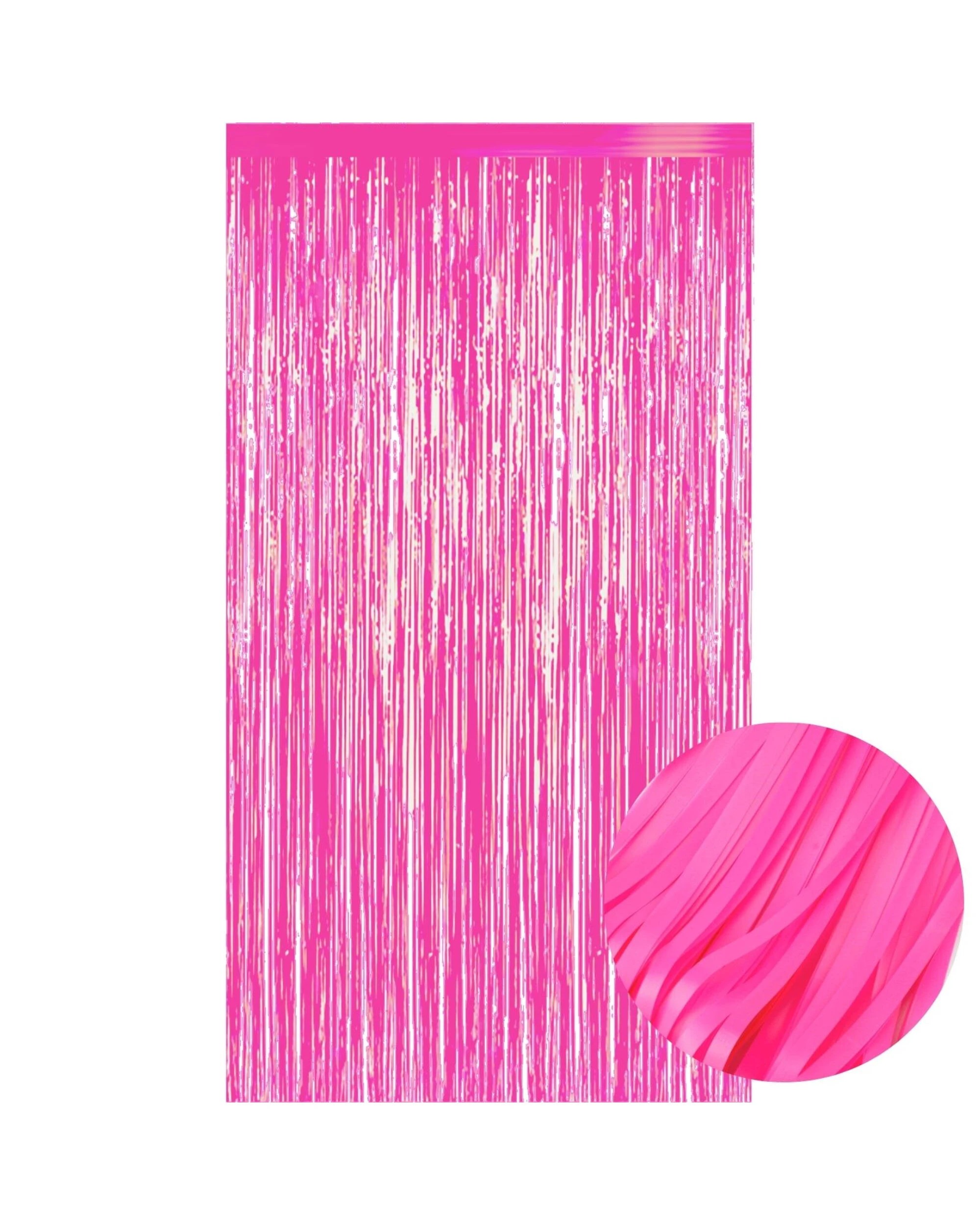 1 Neon Pink Plastic Backdrop Curtain 100cm x 200cm - Hot Pink, 1 of 2