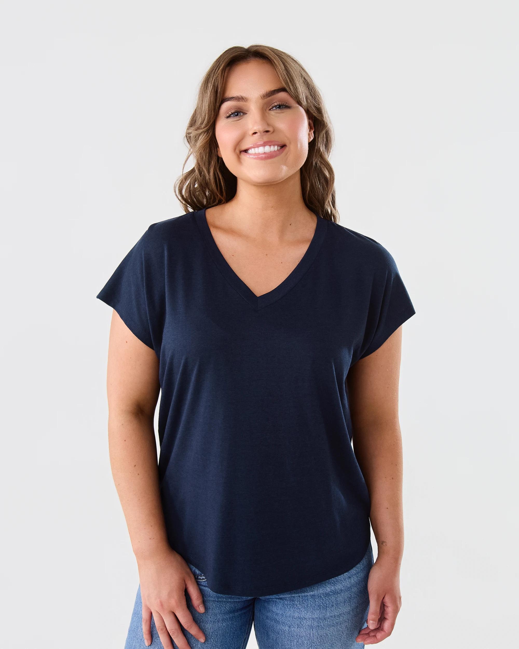 1 Short Extended Sleeve V-Neck T-shirt Blu Pcoat, 1 of 6